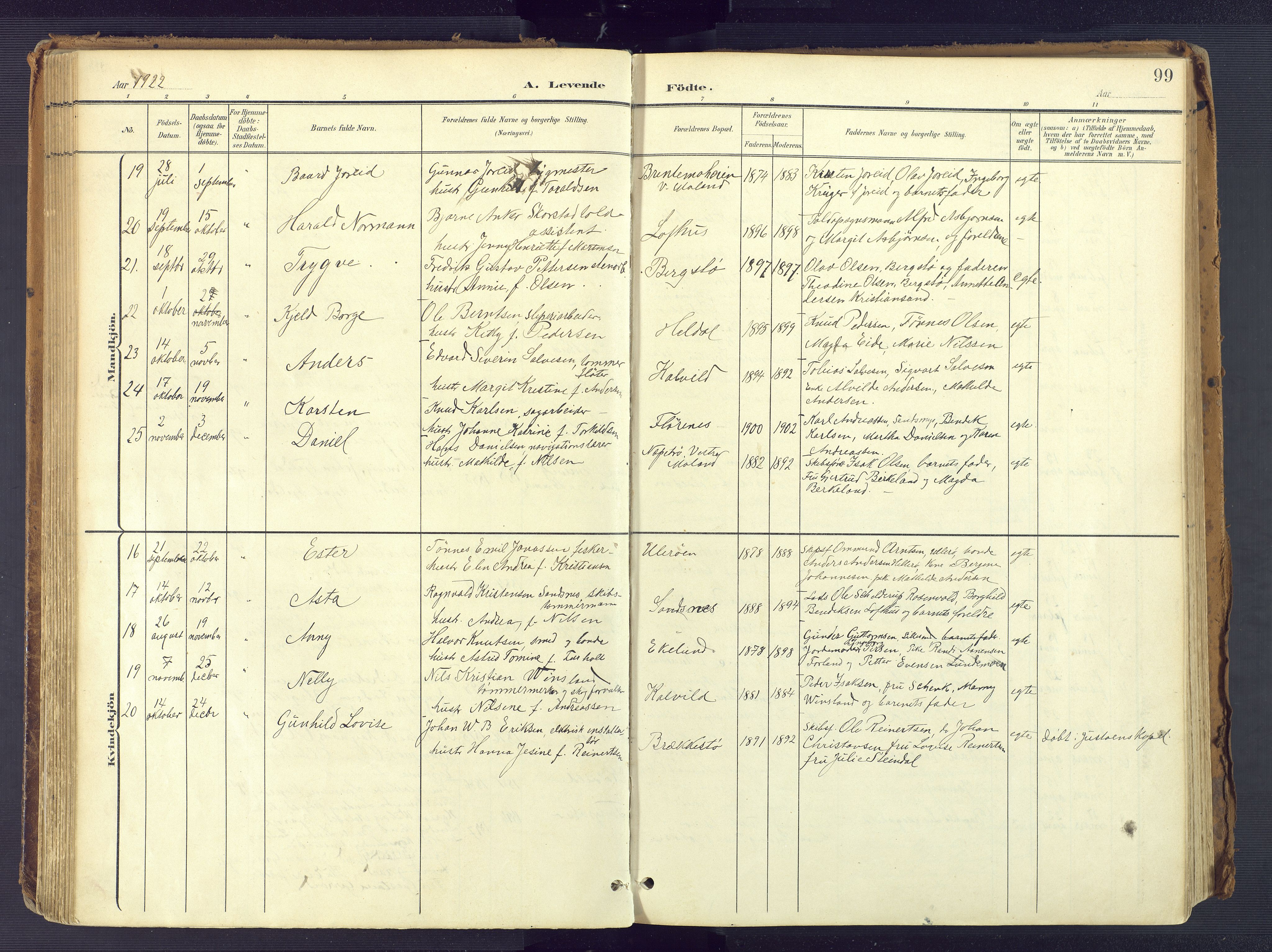 Vestre Moland sokneprestkontor, SAK/1111-0046/F/Fa/Fab/L0010: Parish register (official) no. A 10, 1900-1926, p. 99