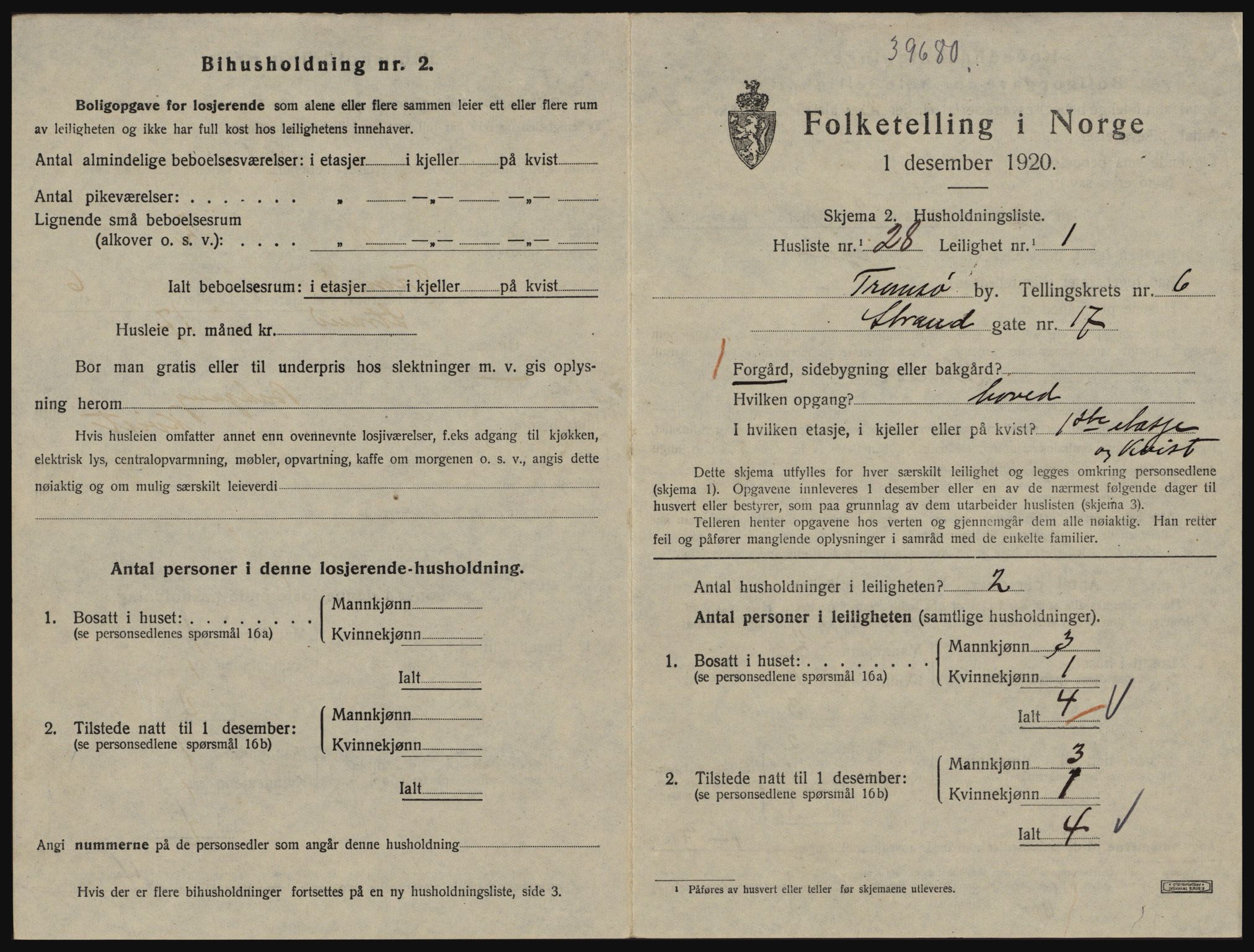 SATØ, 1920 census for Tromsø, 1920, p. 4119