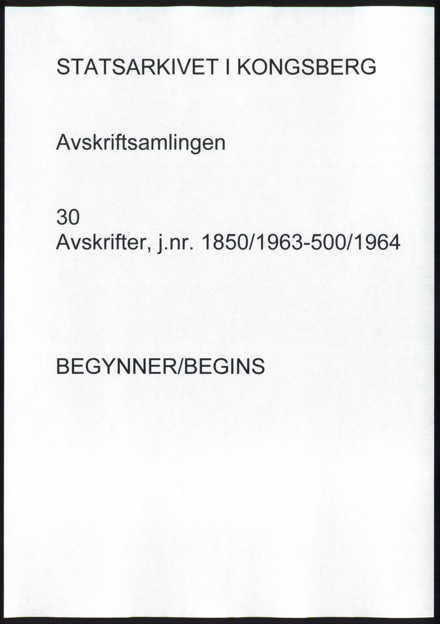 Statsarkivet i Kongsberg, AV/SAKO-A-0001, 1963-1964, p. 1