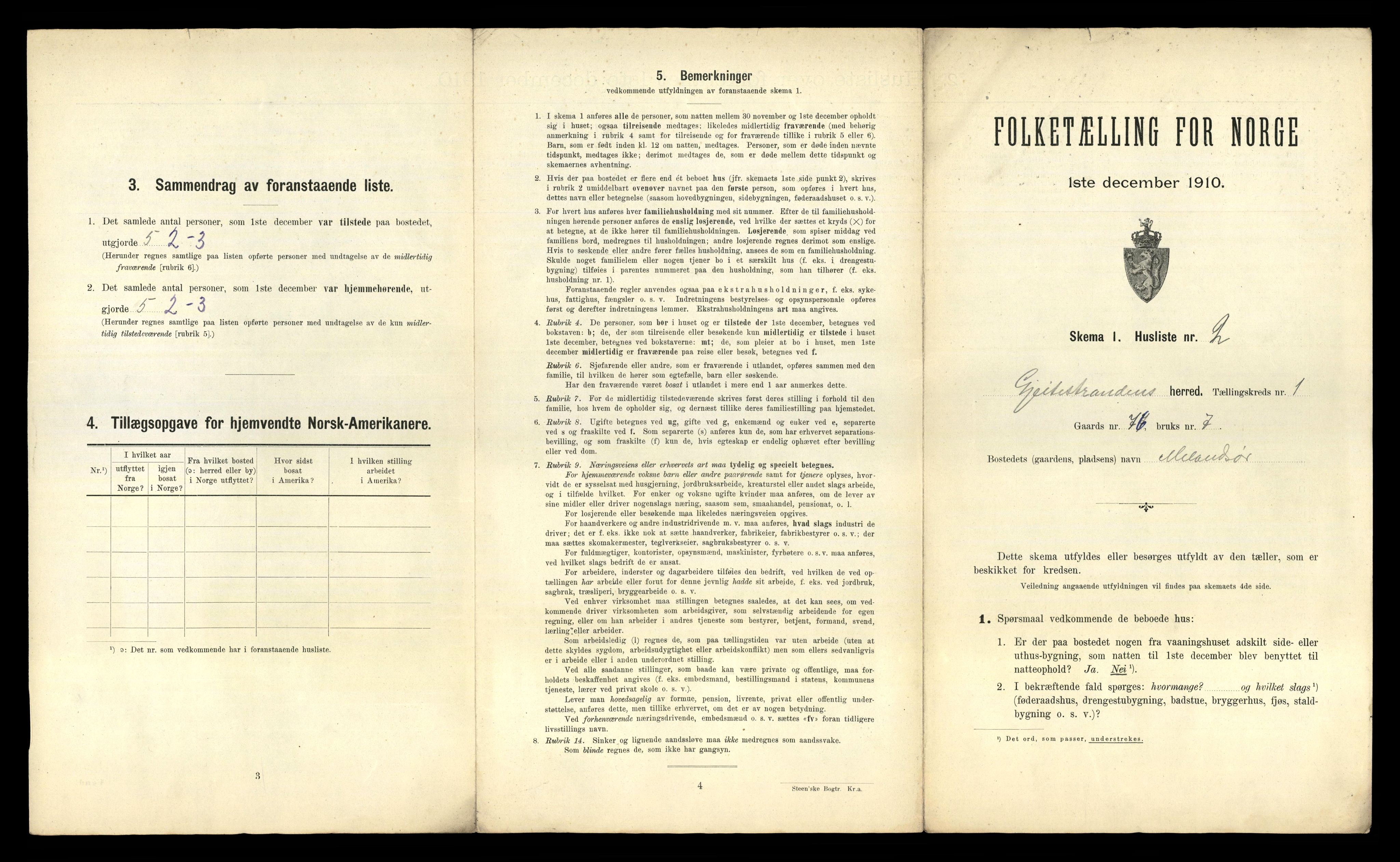 RA, 1910 census for Geitastrand, 1910, p. 20