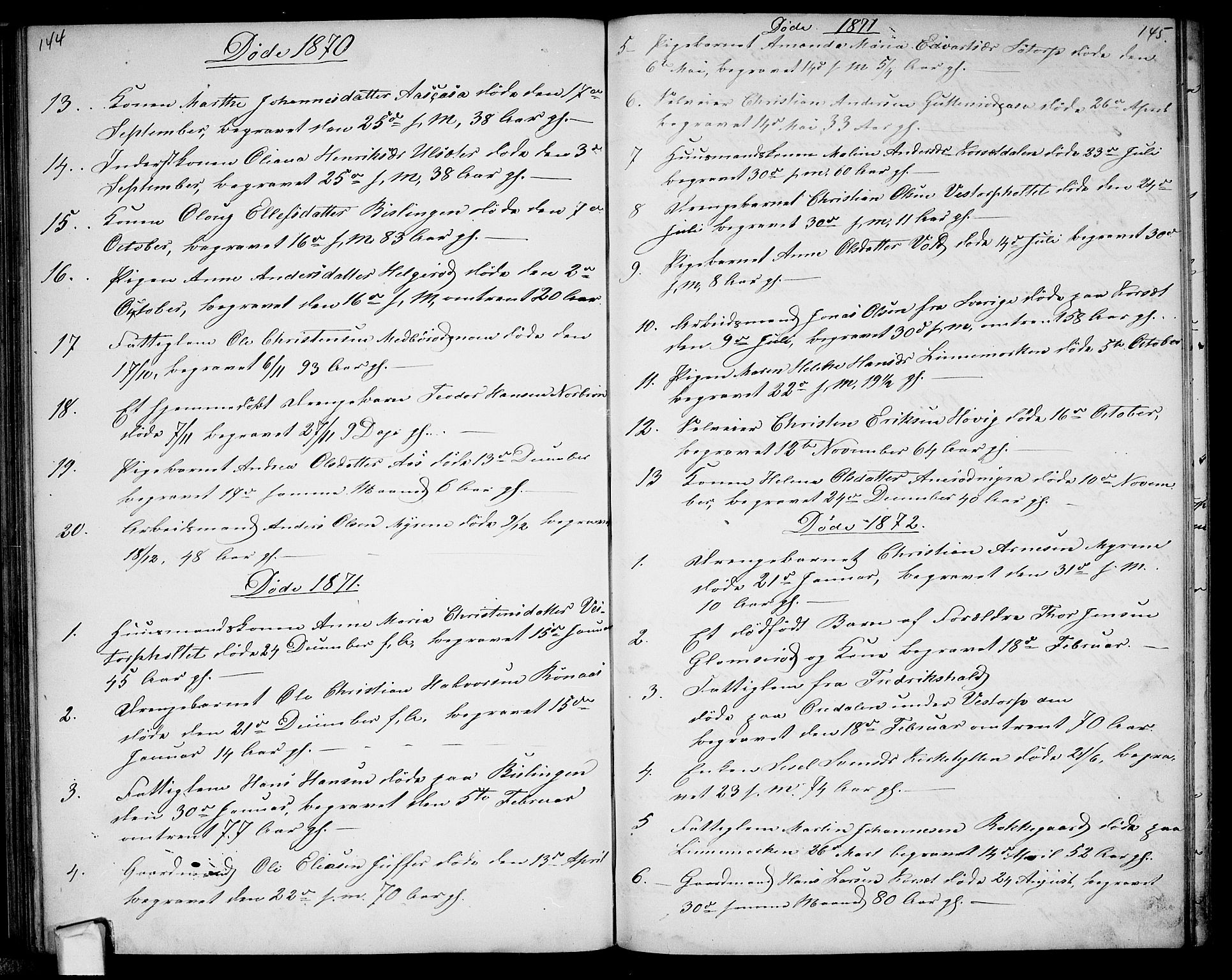 Berg prestekontor Kirkebøker, SAO/A-10902/G/Gc/L0002: Parish register (copy) no. III 2, 1856-1887, p. 144-145