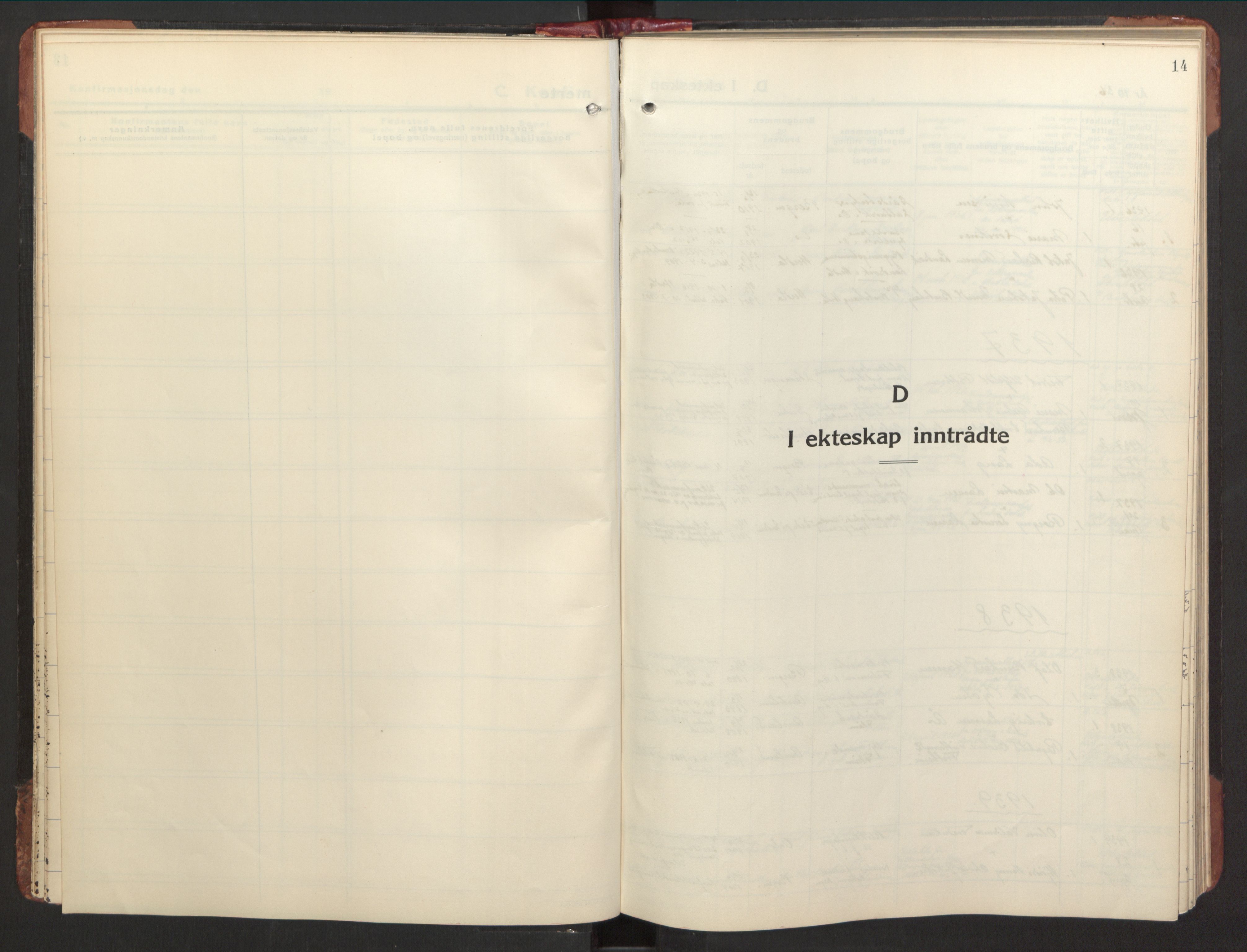 St. Jørgens hospital og Årstad sokneprestembete, AV/SAB-A-99934: Parish register (official) no. A 15, 1936-1953, p. 14