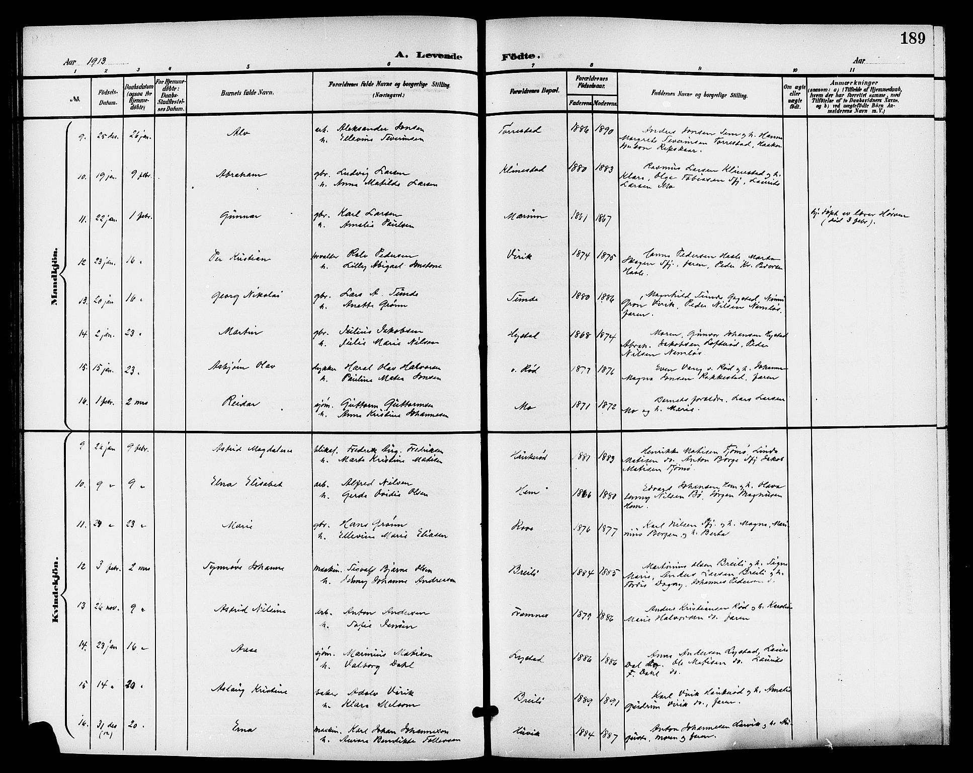 Sandar kirkebøker, AV/SAKO-A-243/G/Ga/L0002: Parish register (copy) no. 2, 1900-1915, p. 189