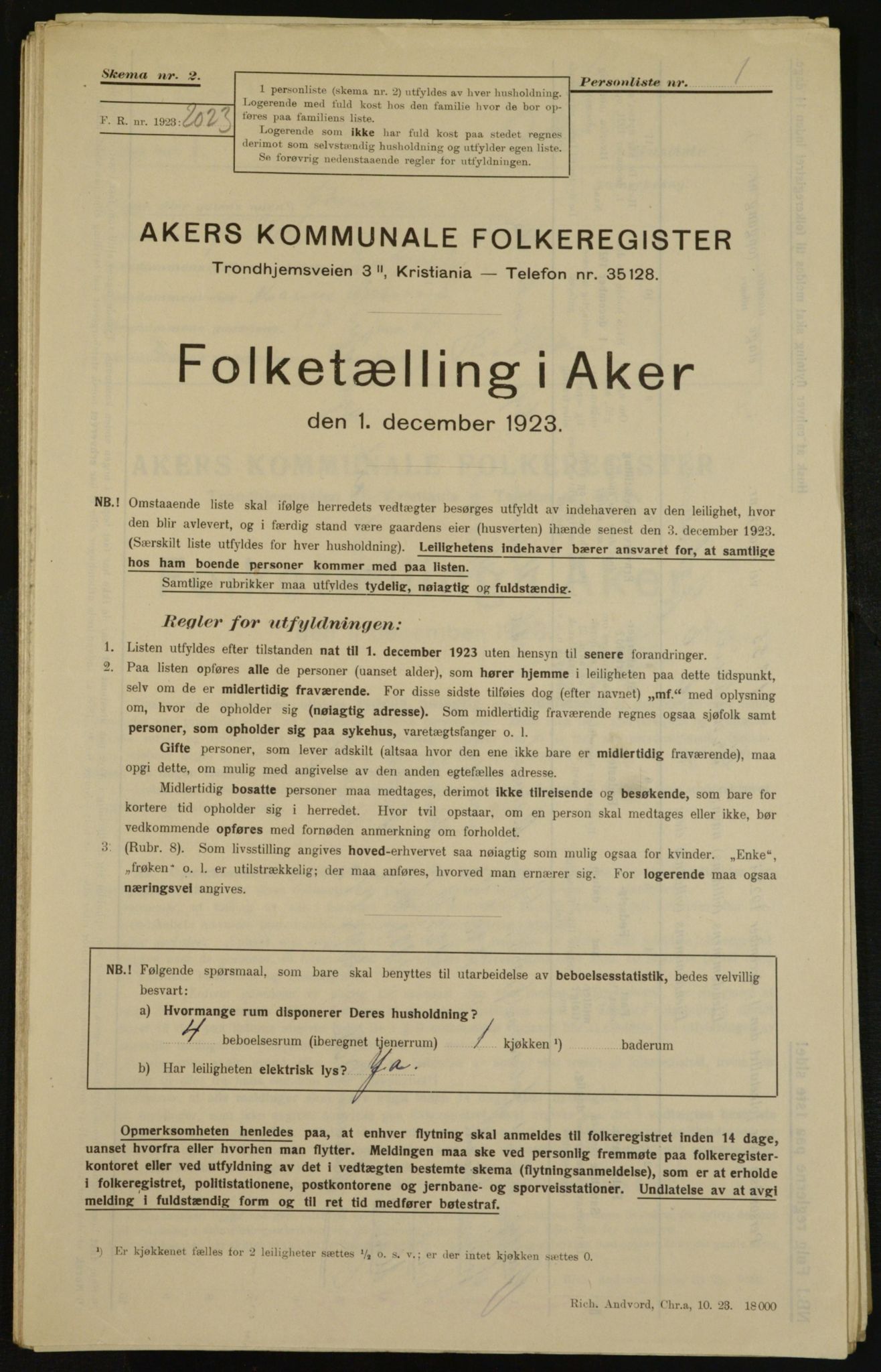 , Municipal Census 1923 for Aker, 1923, p. 35383