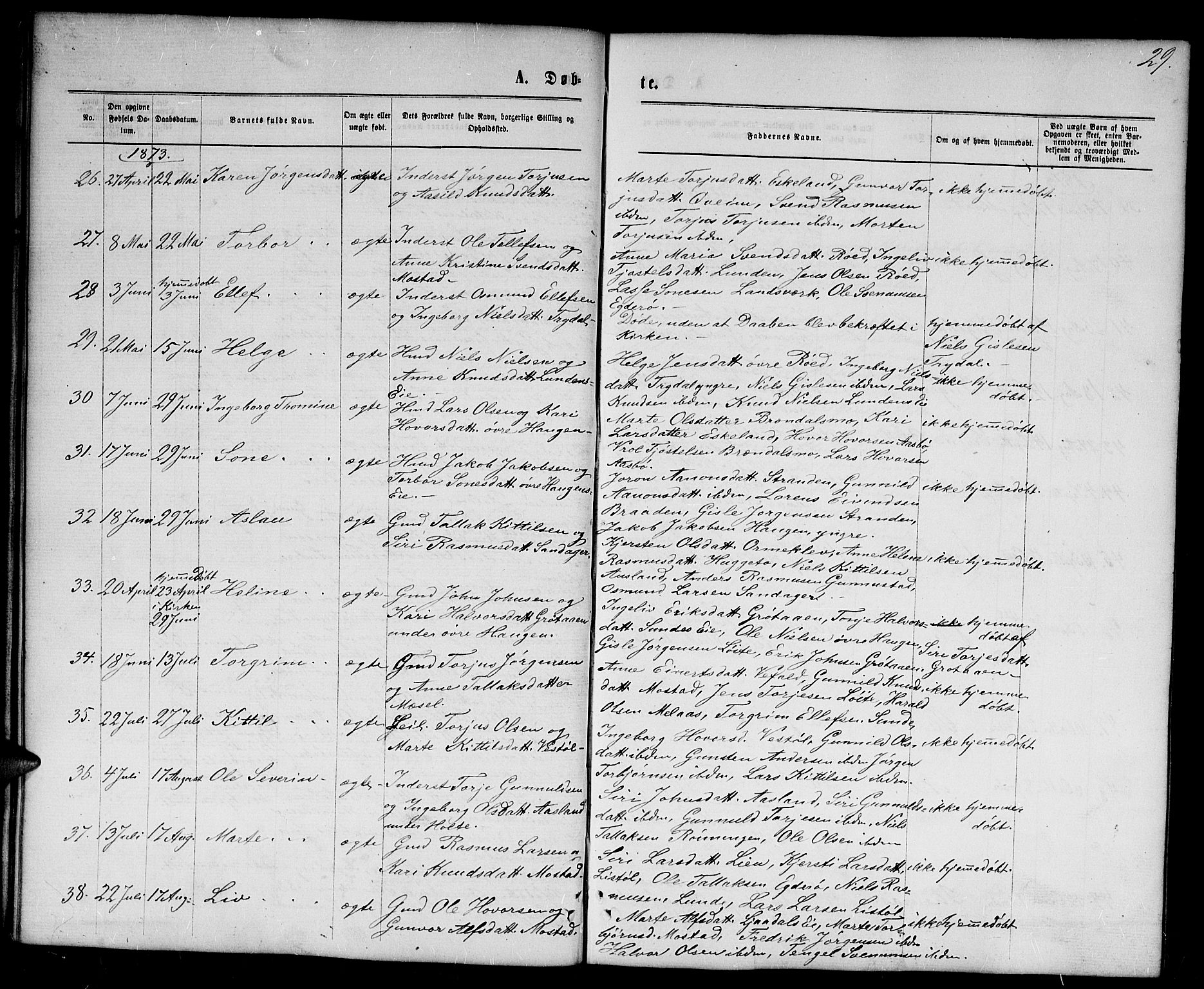 Gjerstad sokneprestkontor, AV/SAK-1111-0014/F/Fb/Fba/L0006: Parish register (copy) no. B 6, 1868-1890, p. 29