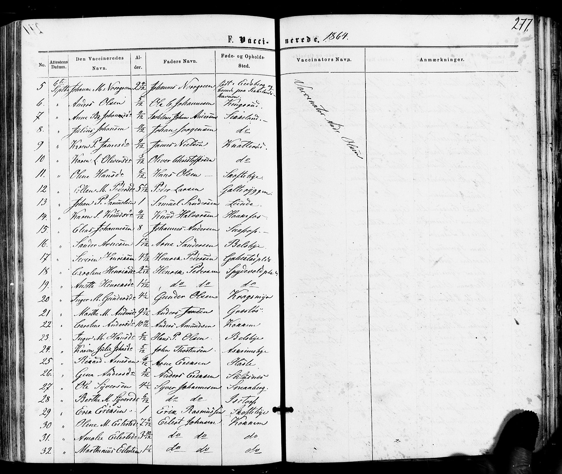 Varteig prestekontor Kirkebøker, SAO/A-10447a/F/Fa/L0001: Parish register (official) no. 1, 1861-1877, p. 277