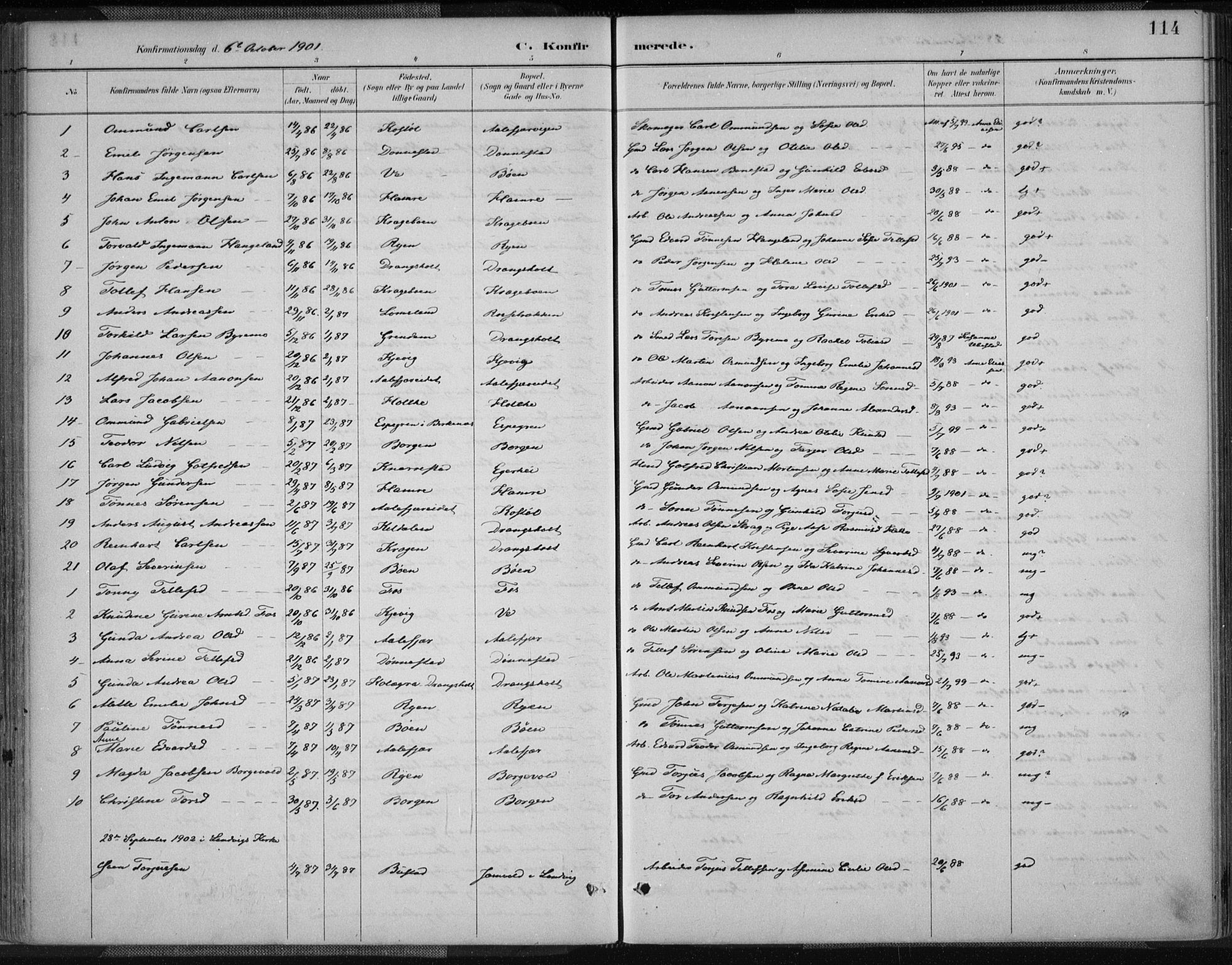 Tveit sokneprestkontor, AV/SAK-1111-0043/F/Fa/L0007: Parish register (official) no. A 7, 1887-1908, p. 114