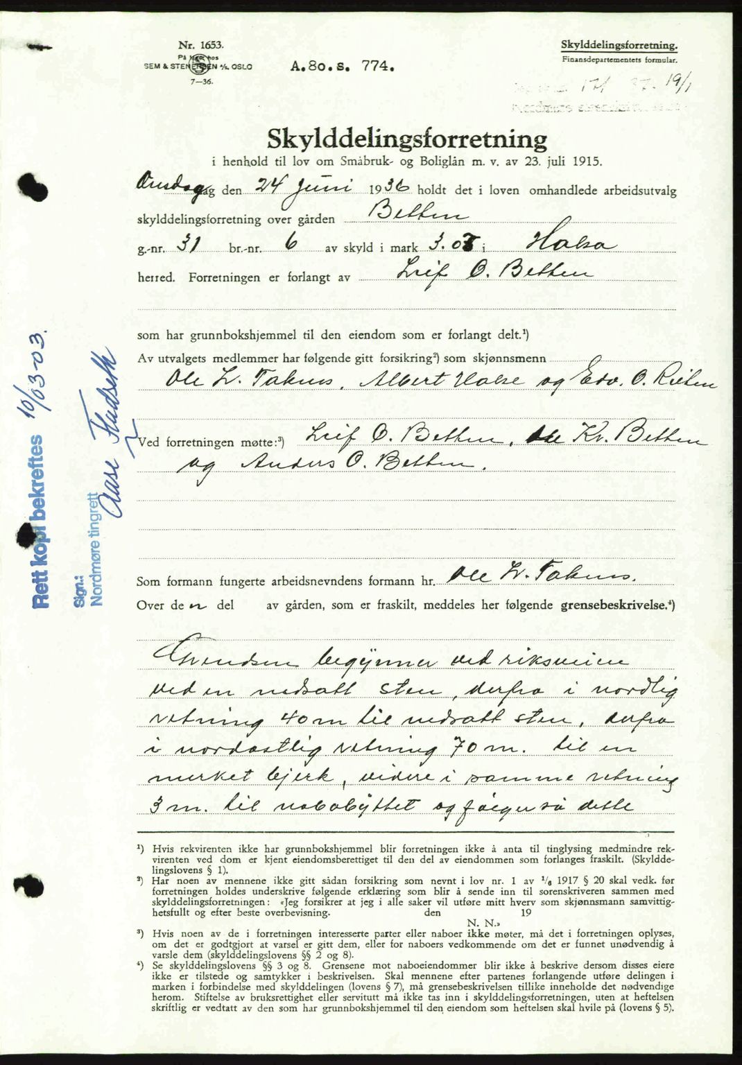 Nordmøre sorenskriveri, AV/SAT-A-4132/1/2/2Ca: Mortgage book no. A80, 1936-1937, Diary no: : 171/1937