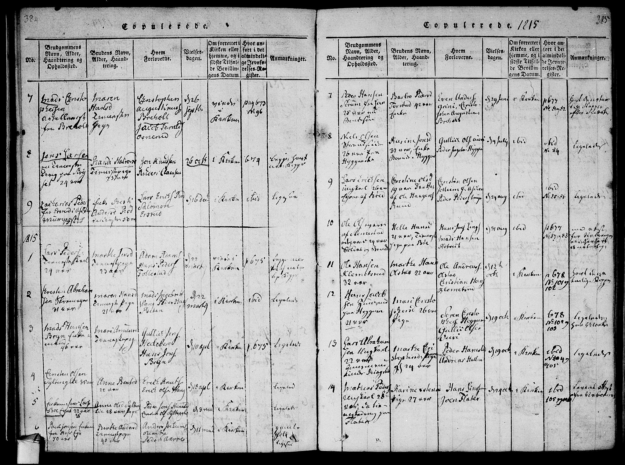 Røyken kirkebøker, SAKO/A-241/F/Fa/L0004: Parish register (official) no. 4, 1814-1832, p. 384-385