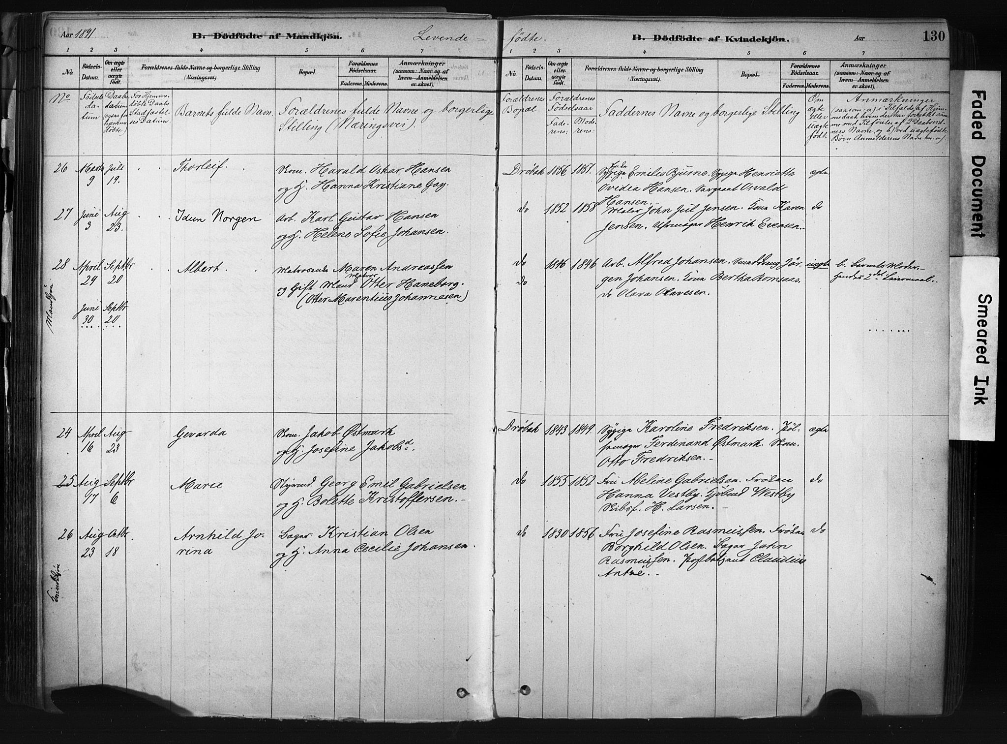 Drøbak prestekontor Kirkebøker, AV/SAO-A-10142a/F/Fb/L0001: Parish register (official) no. II 1, 1878-1891, p. 130