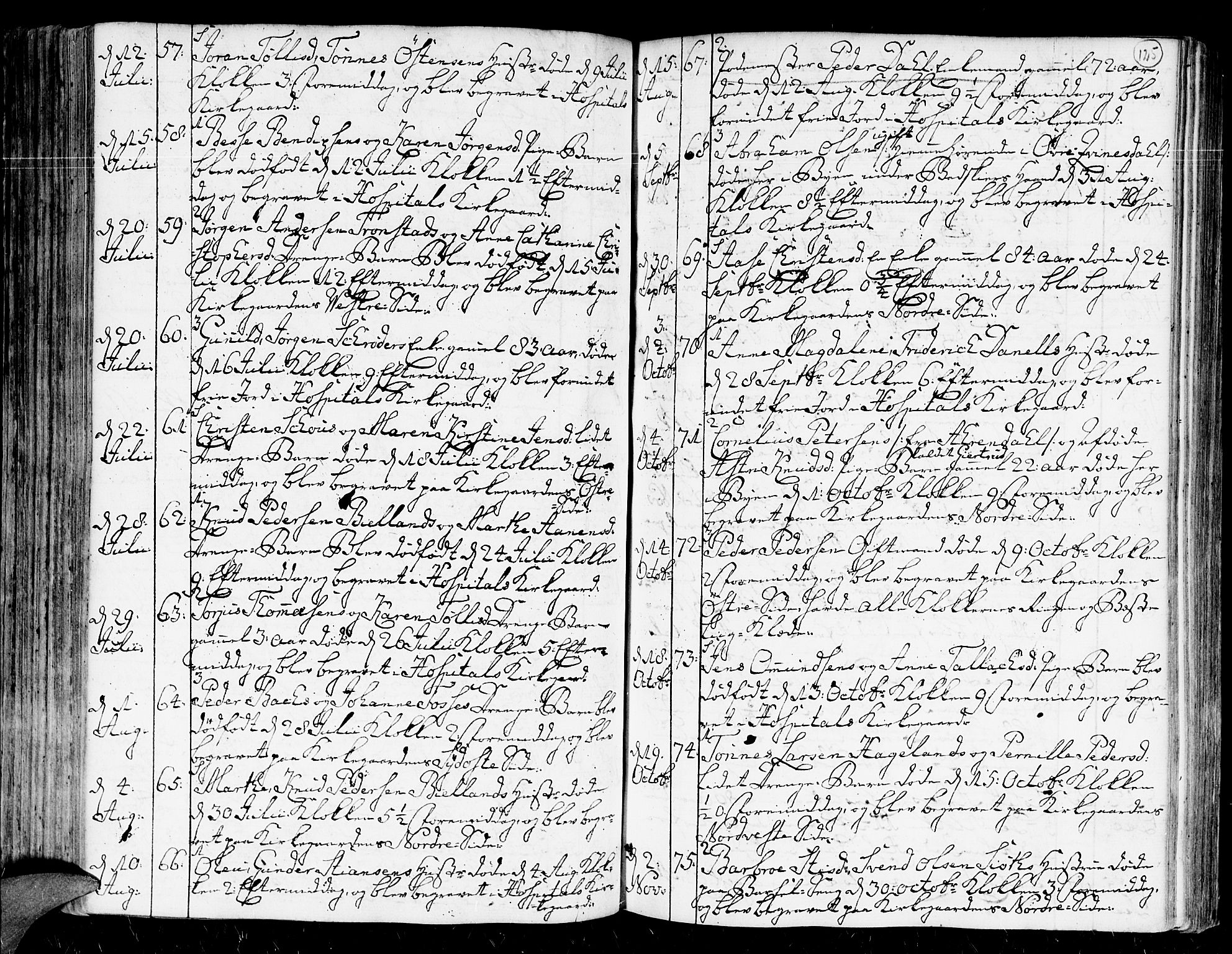 Kristiansand domprosti, AV/SAK-1112-0006/F/Fa/L0004: Parish register (official) no. A 4, 1762-1794, p. 125