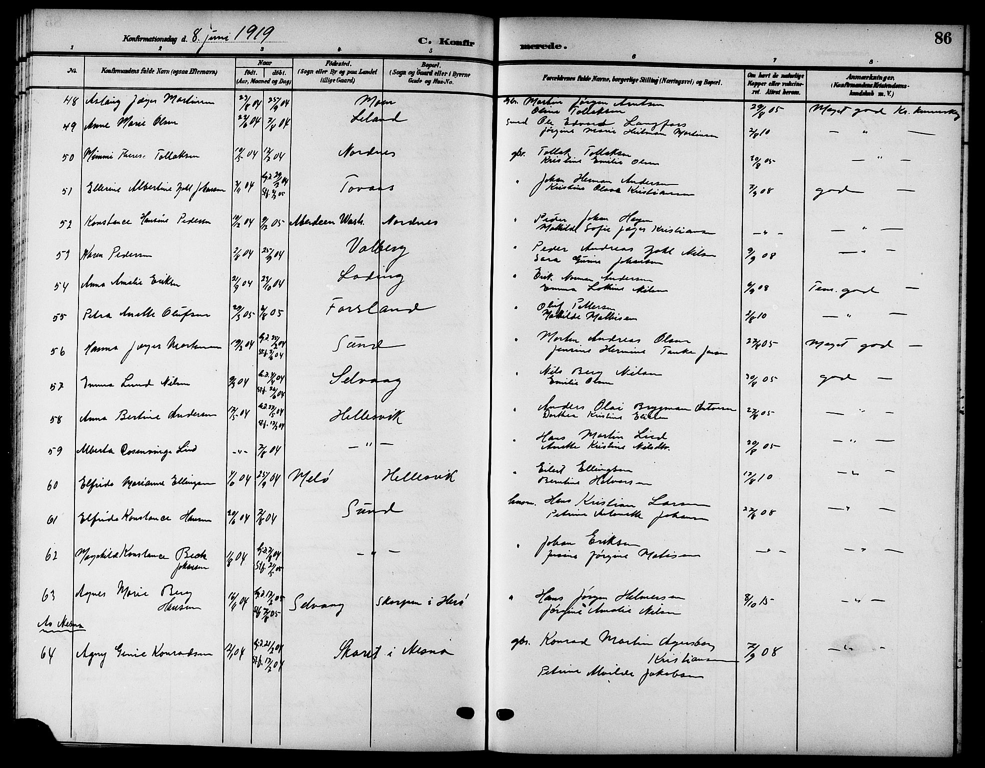 Ministerialprotokoller, klokkerbøker og fødselsregistre - Nordland, SAT/A-1459/832/L0494: Parish register (copy) no. 832C01, 1906-1922, p. 86