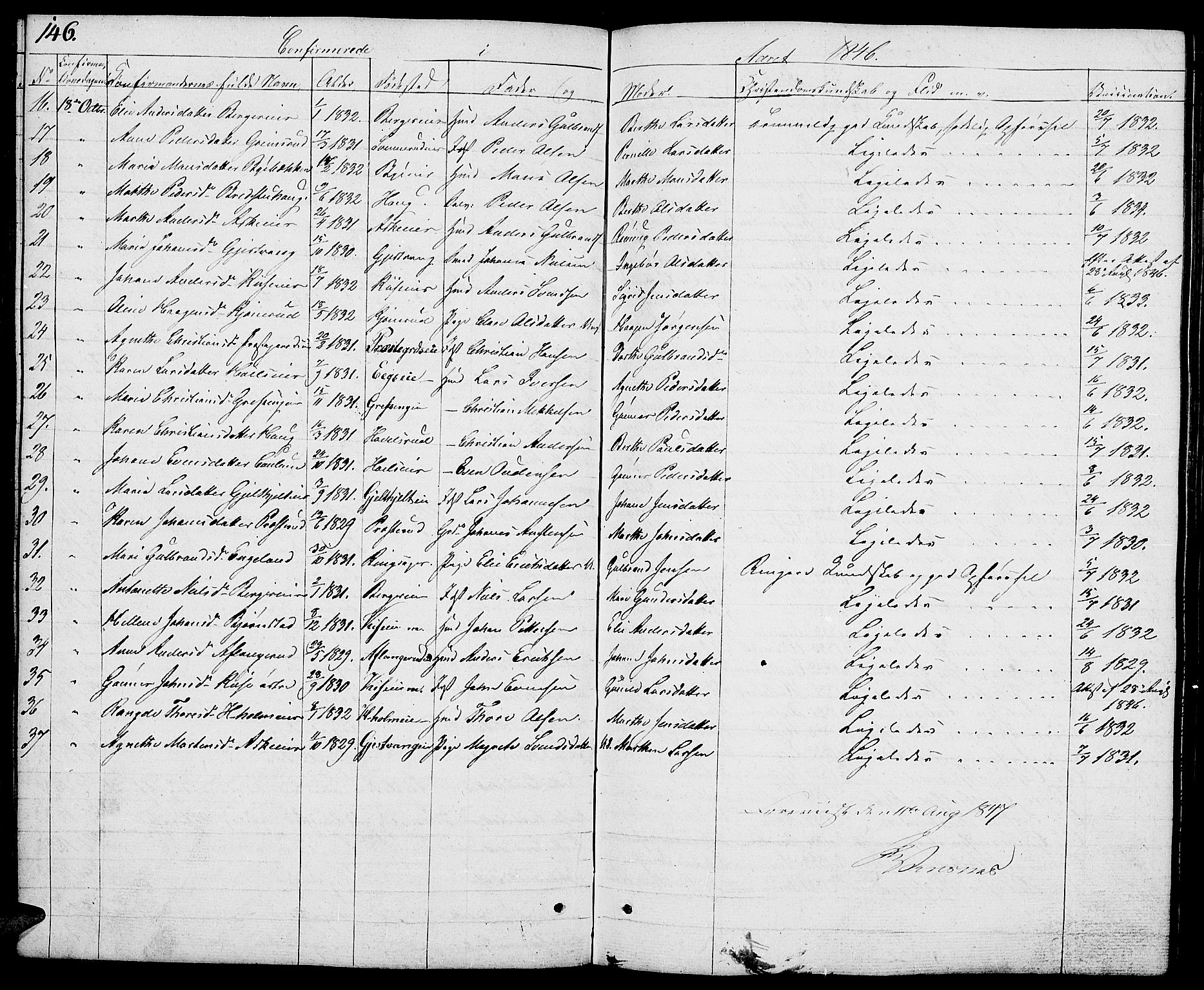 Nes prestekontor, Hedmark, AV/SAH-PREST-020/L/La/L0004: Parish register (copy) no. 4, 1832-1861, p. 146