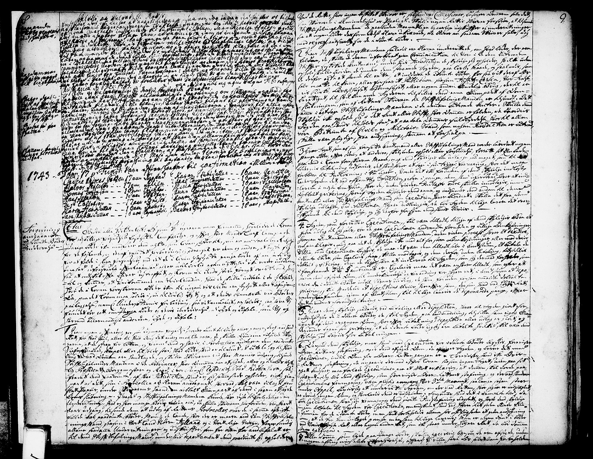 Solum sokneprestkontor, AV/SAKO-A-305/A/Aa/L0002: Other parish register no. 2, 1743-1791, p. 8-9