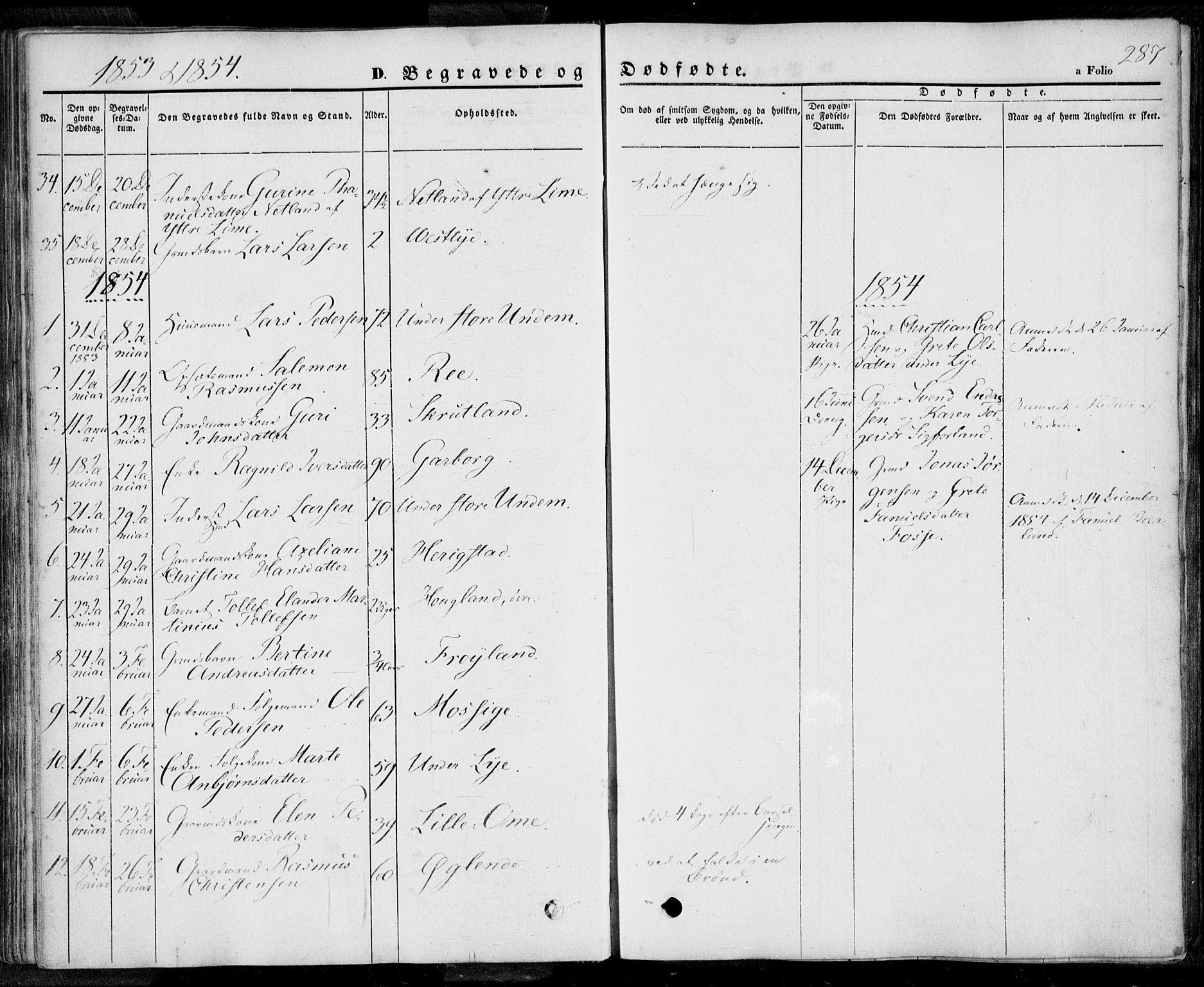 Lye sokneprestkontor, SAST/A-101794/001/30BA/L0006: Parish register (official) no. A 5.2, 1842-1855, p. 287