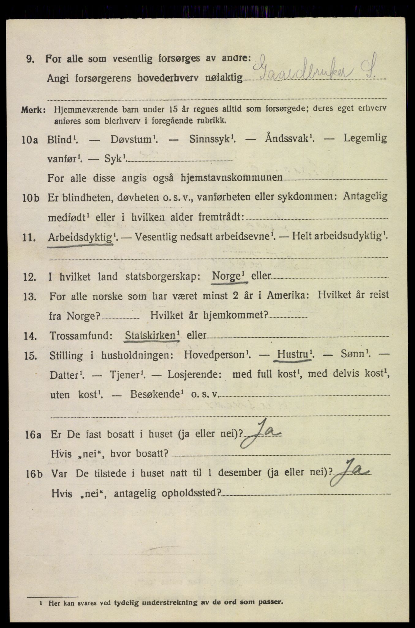 SAK, 1920 census for Åseral, 1920, p. 999