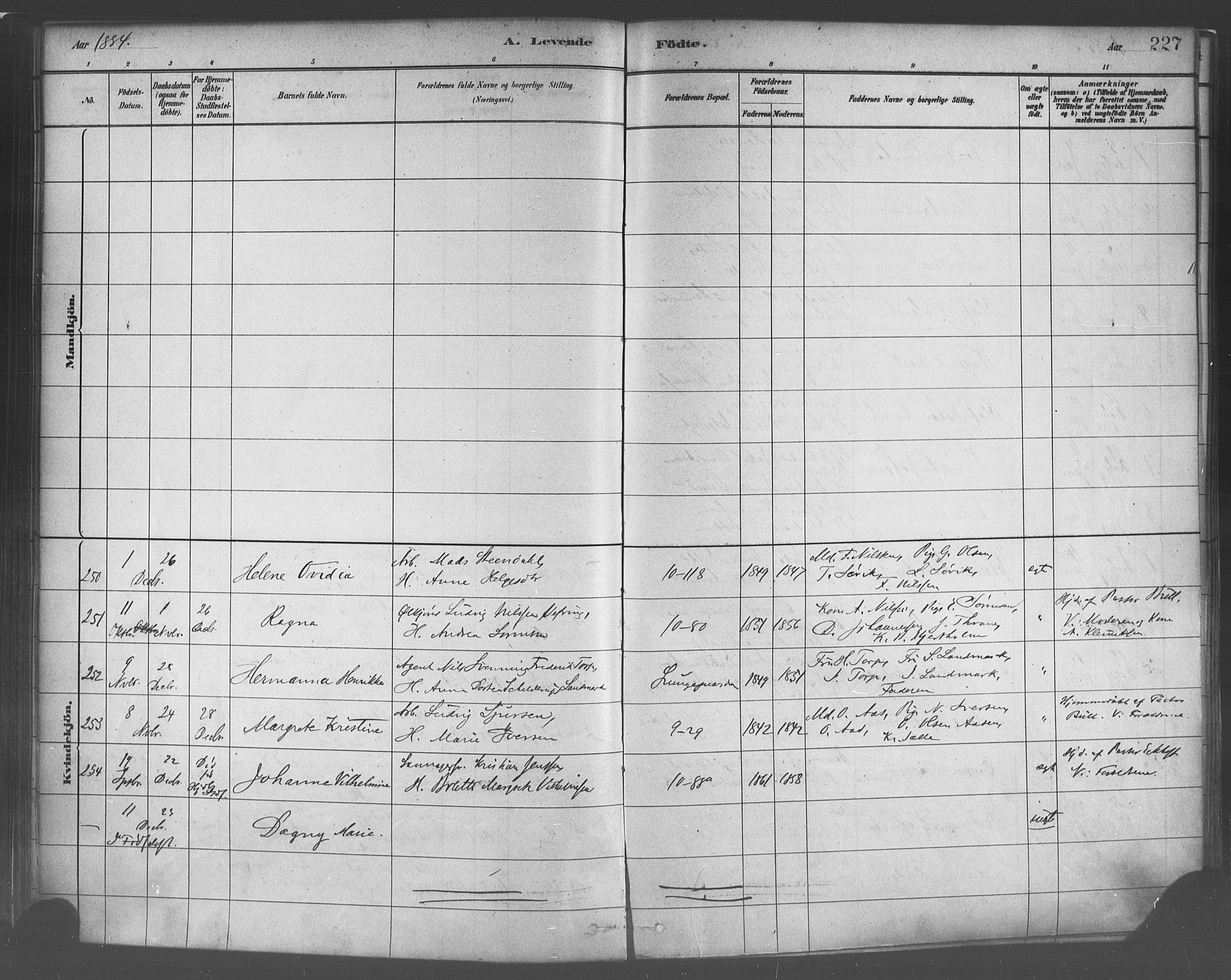 Domkirken sokneprestembete, AV/SAB-A-74801/H/Haa/L0023: Parish register (official) no. B 6, 1879-1887, p. 227