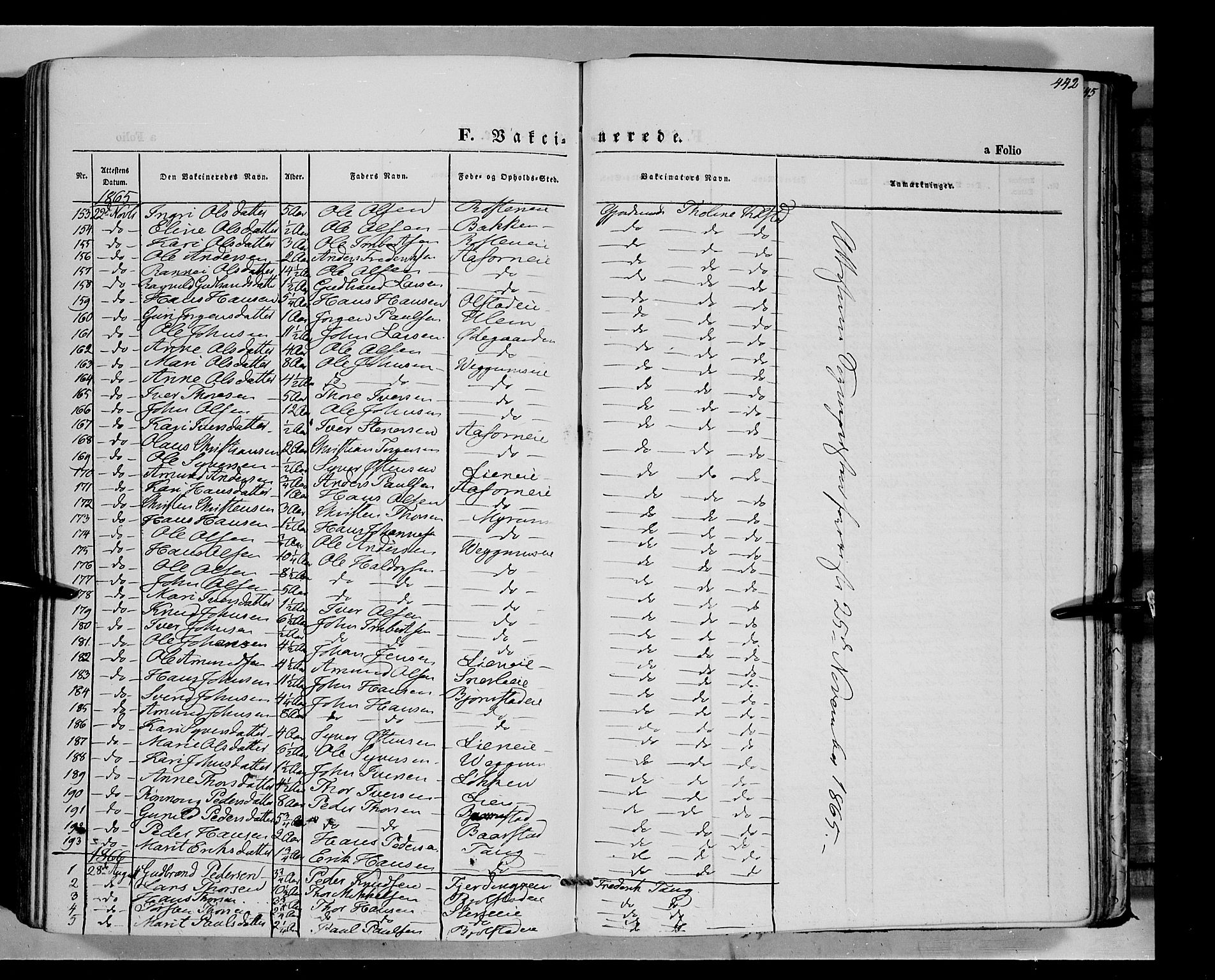 Vågå prestekontor, SAH/PREST-076/H/Ha/Haa/L0006: Parish register (official) no. 6 /1, 1856-1872, p. 442