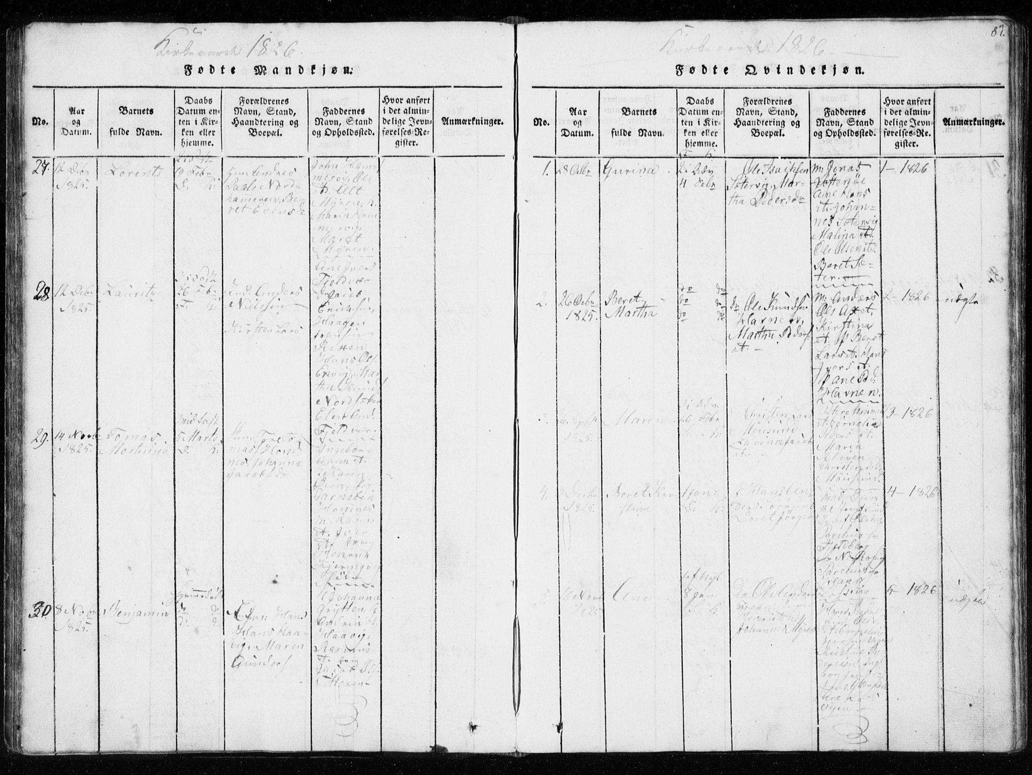 Ministerialprotokoller, klokkerbøker og fødselsregistre - Sør-Trøndelag, AV/SAT-A-1456/634/L0527: Parish register (official) no. 634A03, 1818-1826, p. 87