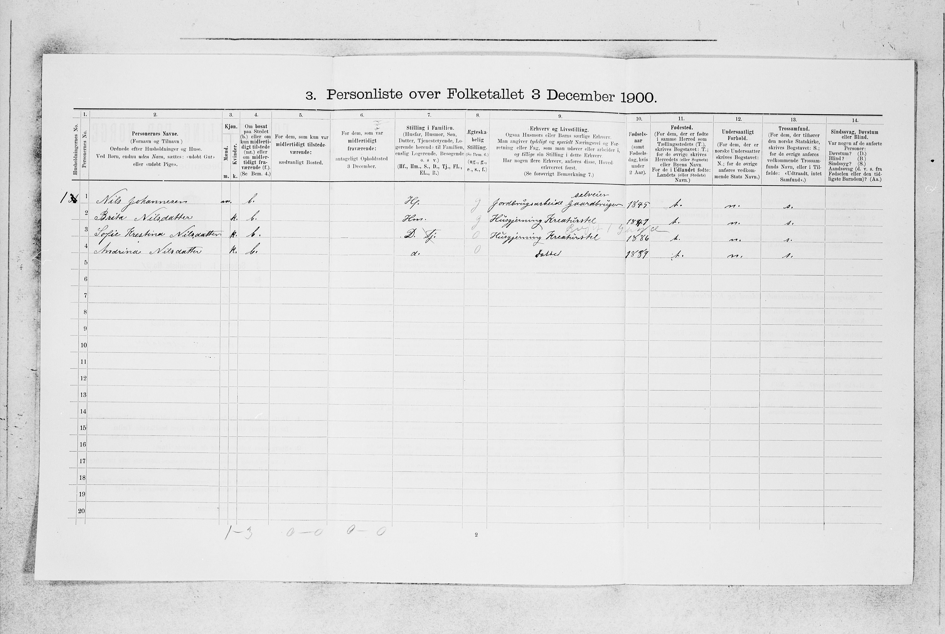 SAB, 1900 census for Alversund, 1900, p. 243