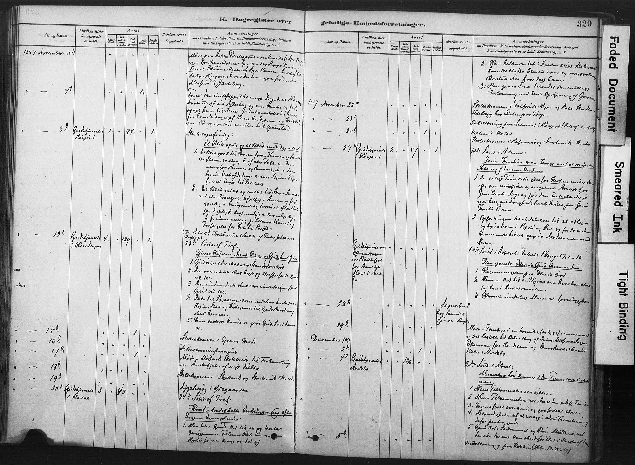 Andebu kirkebøker, AV/SAKO-A-336/F/Fa/L0007: Parish register (official) no. 7, 1878-1899, p. 329