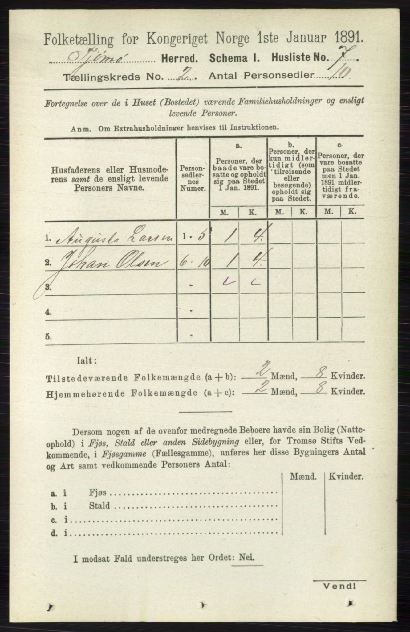 RA, 1891 census for 0723 Tjøme, 1891, p. 291