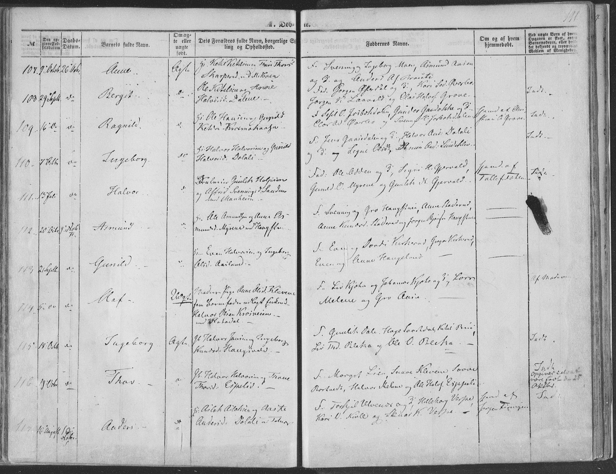 Seljord kirkebøker, SAKO/A-20/F/Fa/L012a: Parish register (official) no. I 12A, 1850-1865, p. 191