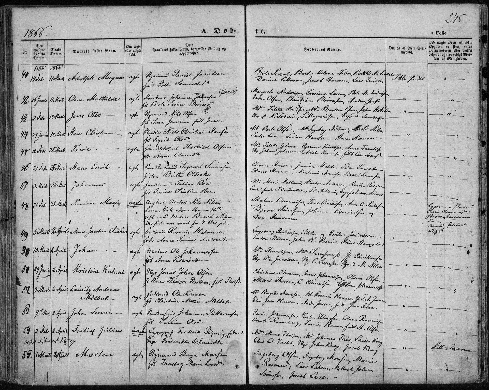 Domkirken sokneprestkontor, SAST/A-101812/001/30/30BA/L0017: Parish register (official) no. A 16, 1855-1867, p. 245