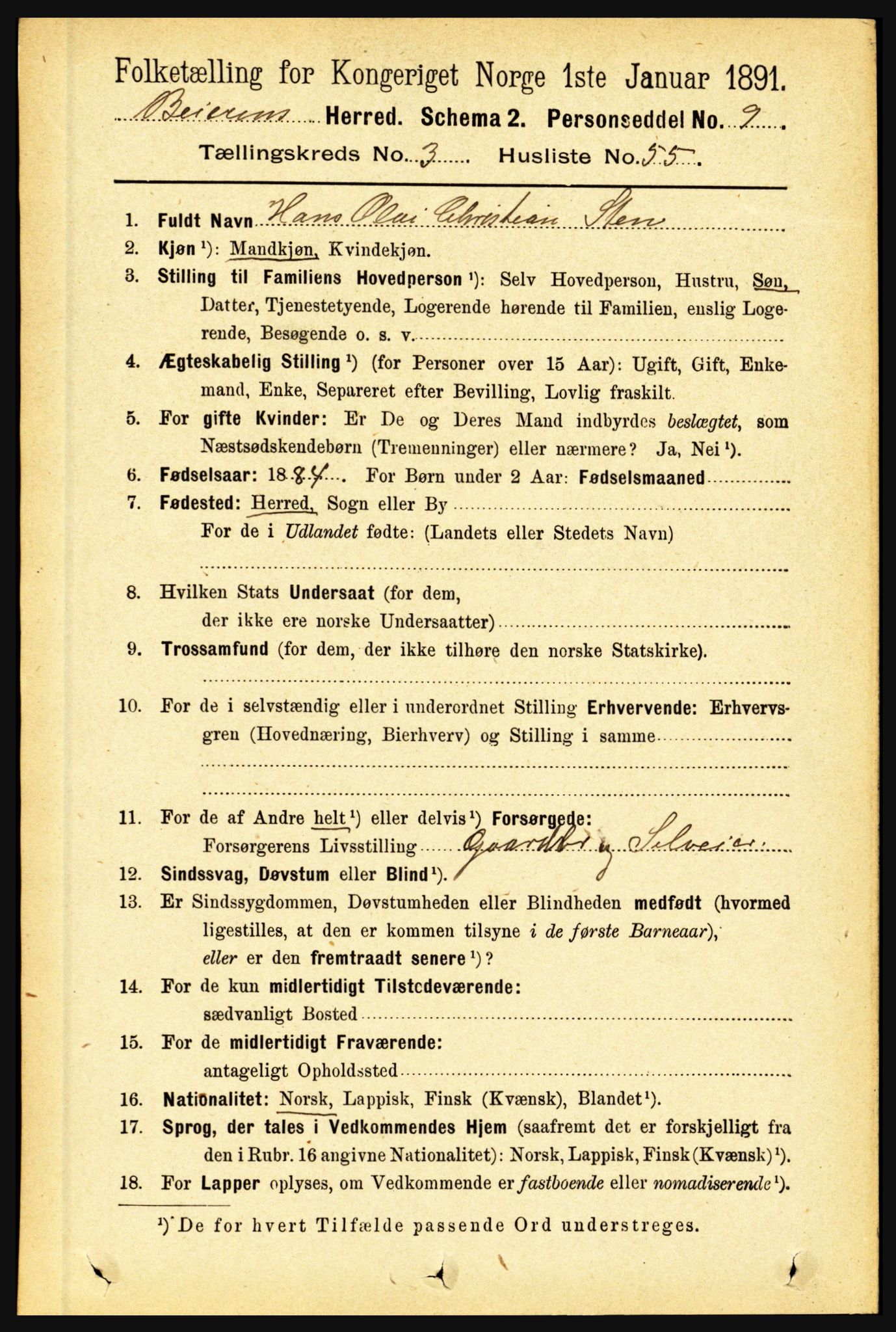 RA, 1891 census for 1839 Beiarn, 1891, p. 1356