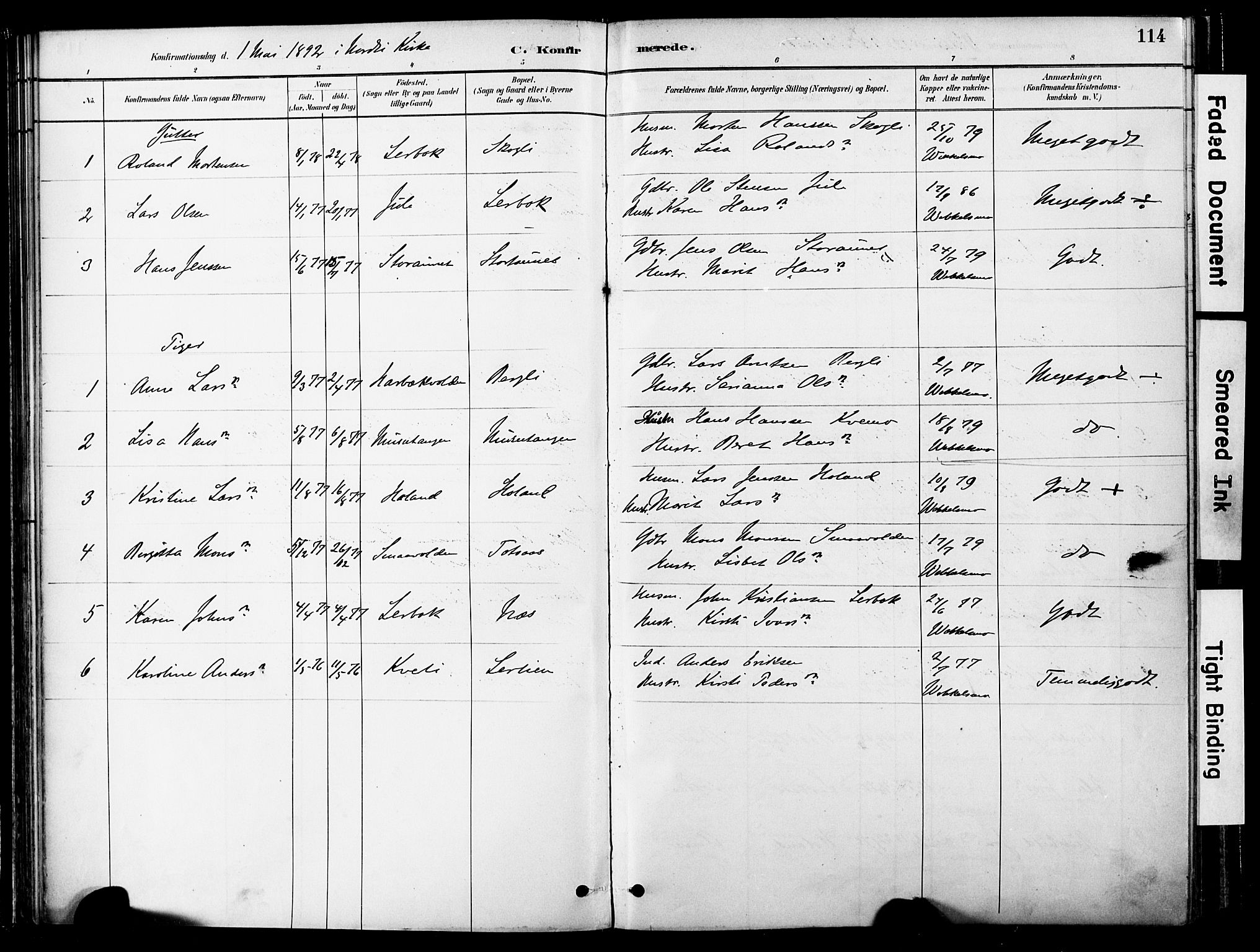 Ministerialprotokoller, klokkerbøker og fødselsregistre - Nord-Trøndelag, SAT/A-1458/755/L0494: Parish register (official) no. 755A03, 1882-1902, p. 114