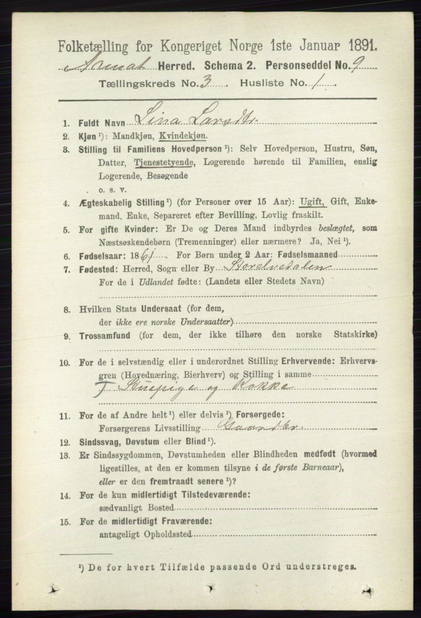 RA, 1891 census for 0429 Åmot, 1891, p. 1500