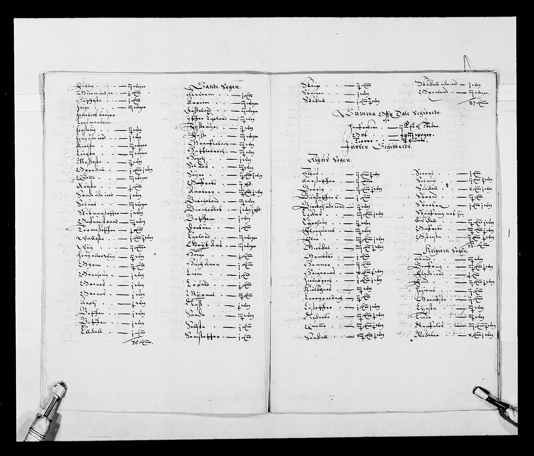 Stattholderembetet 1572-1771, AV/RA-EA-2870/Ek/L0026/0002: Jordebøker 1633-1658: / Tiendelister fra Bergenhus len, 1642-1647, p. 6