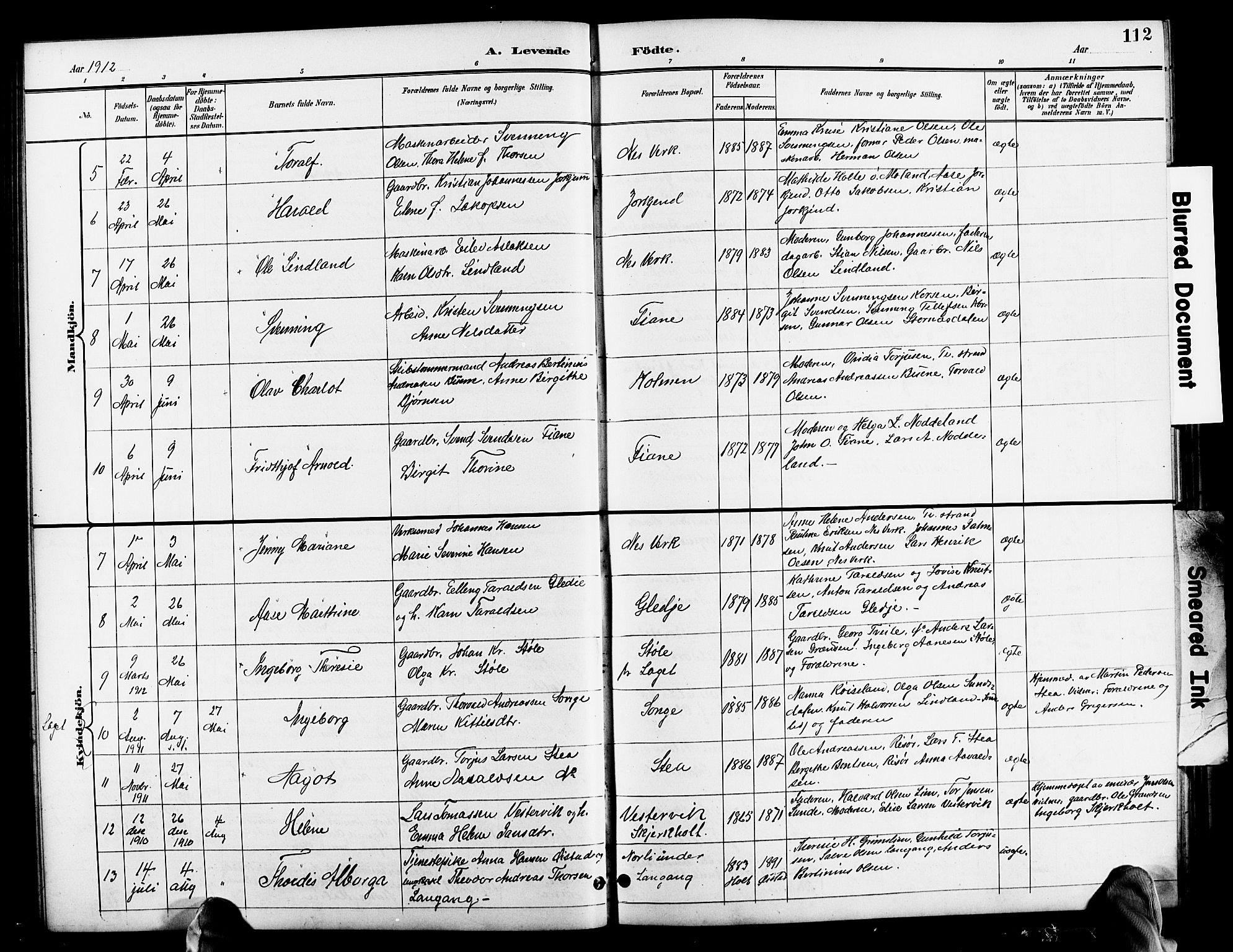 Holt sokneprestkontor, SAK/1111-0021/F/Fb/L0011: Parish register (copy) no. B 11, 1897-1921, p. 112