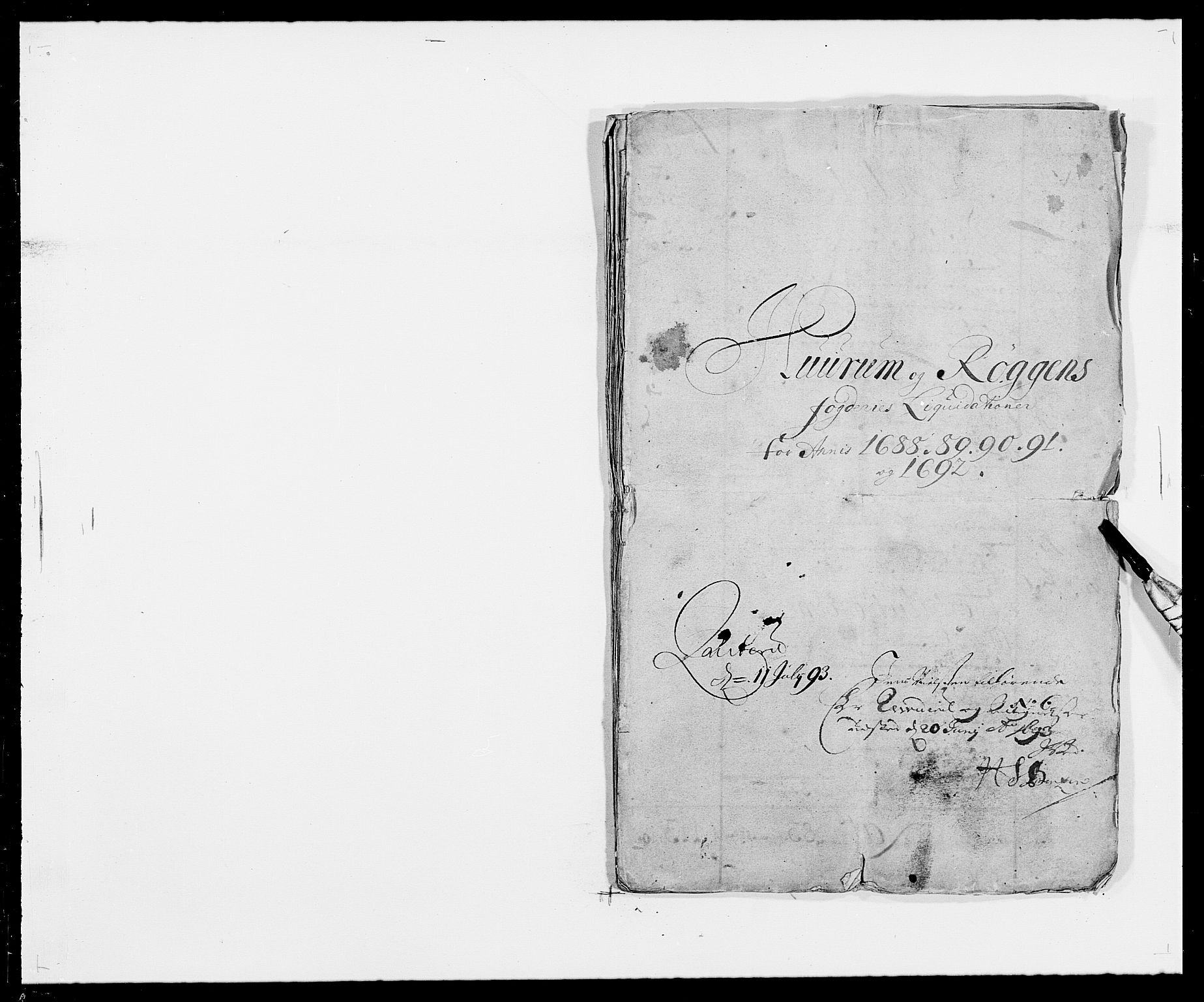 Rentekammeret inntil 1814, Reviderte regnskaper, Fogderegnskap, RA/EA-4092/R29/L1693: Fogderegnskap Hurum og Røyken, 1688-1693, p. 1