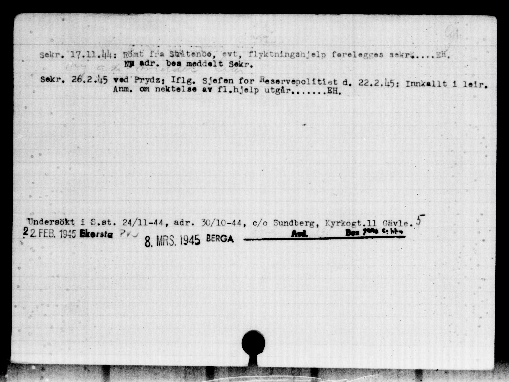 Utenriksstasjonene, Legasjonen i Stockholm, Flyktningkontoret, AV/RA-S-6753/V/Va/L0004: Kjesäterkartoteket, flyktninger med registreringsnr. 3496-6610, 1940-1945, p. 3360