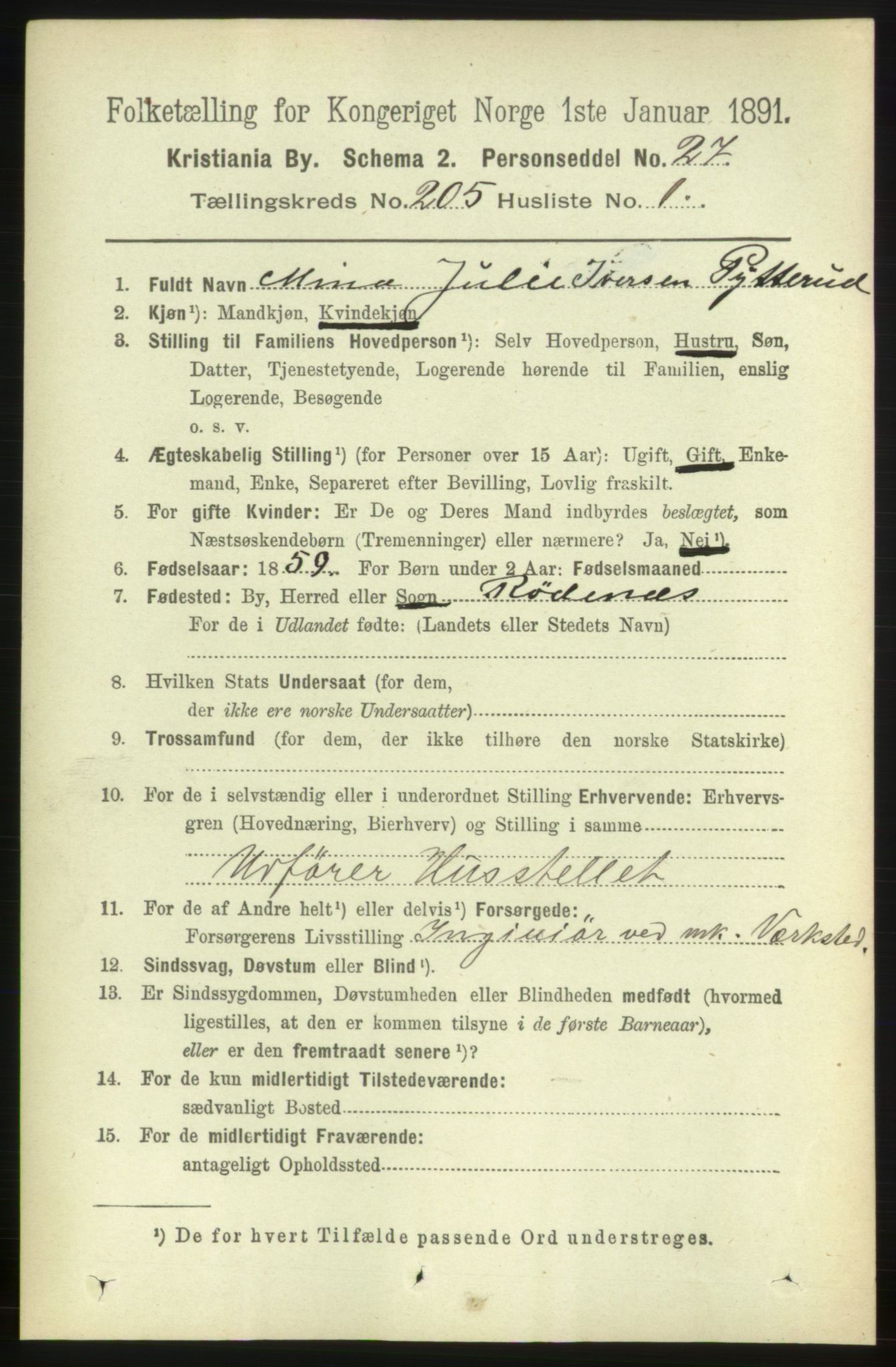 RA, 1891 census for 0301 Kristiania, 1891, p. 123356