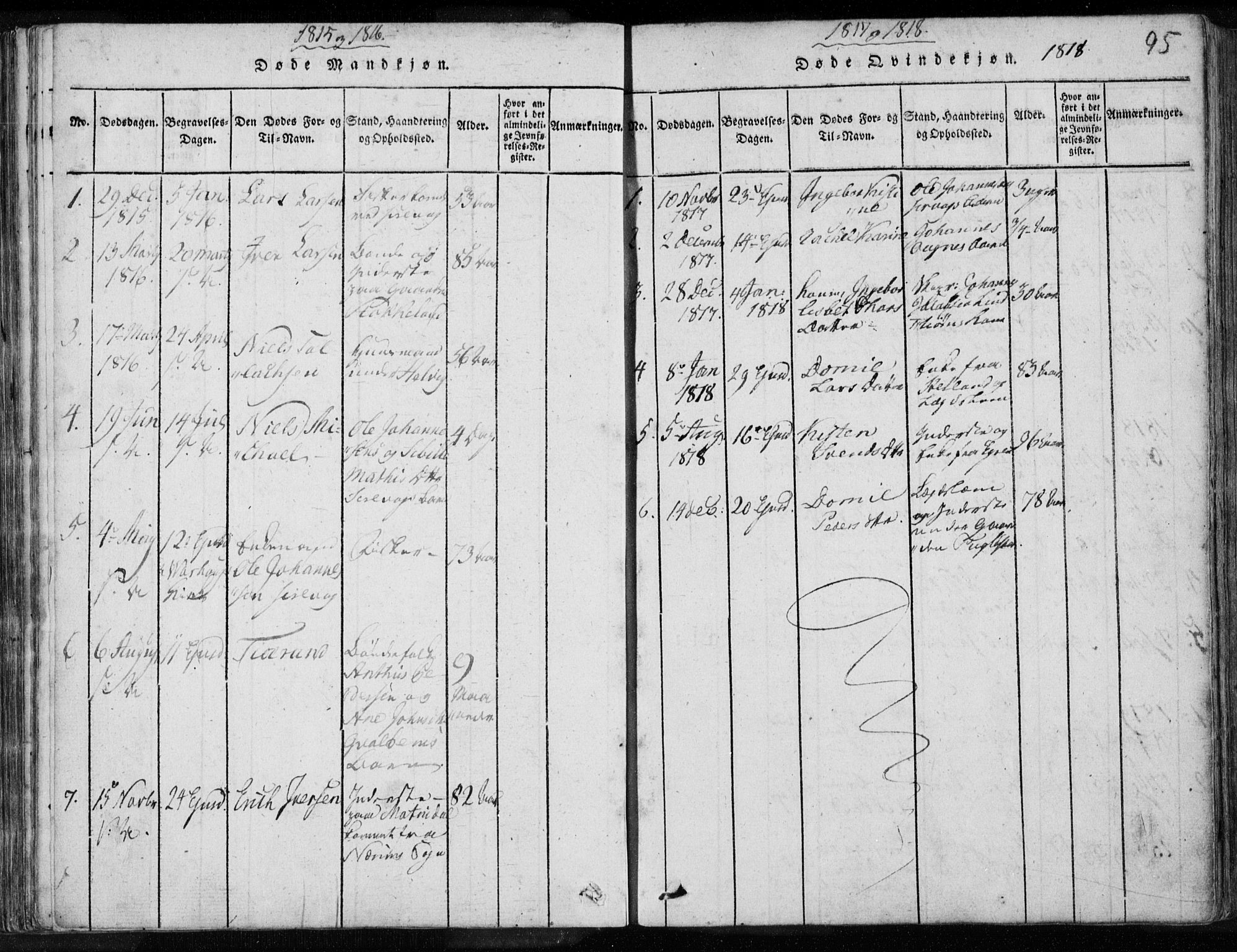 Eigersund sokneprestkontor, SAST/A-101807/S08/L0008: Parish register (official) no. A 8, 1816-1847, p. 95