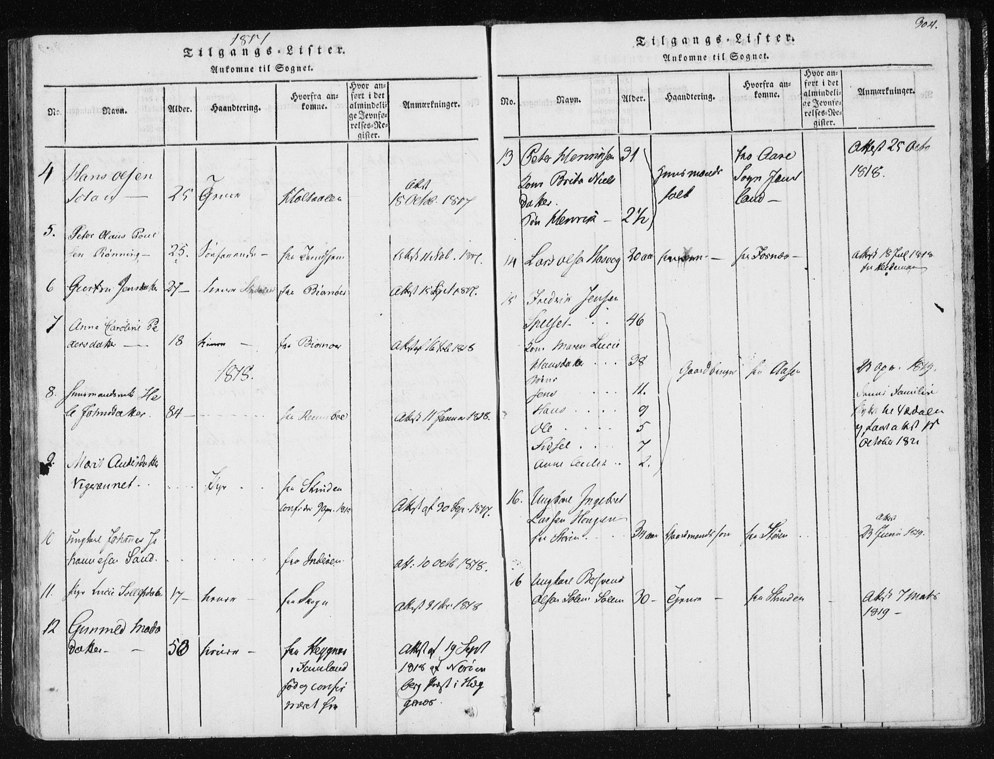Ministerialprotokoller, klokkerbøker og fødselsregistre - Nord-Trøndelag, SAT/A-1458/709/L0061: Parish register (official) no. 709A08 /1, 1815-1819, p. 304