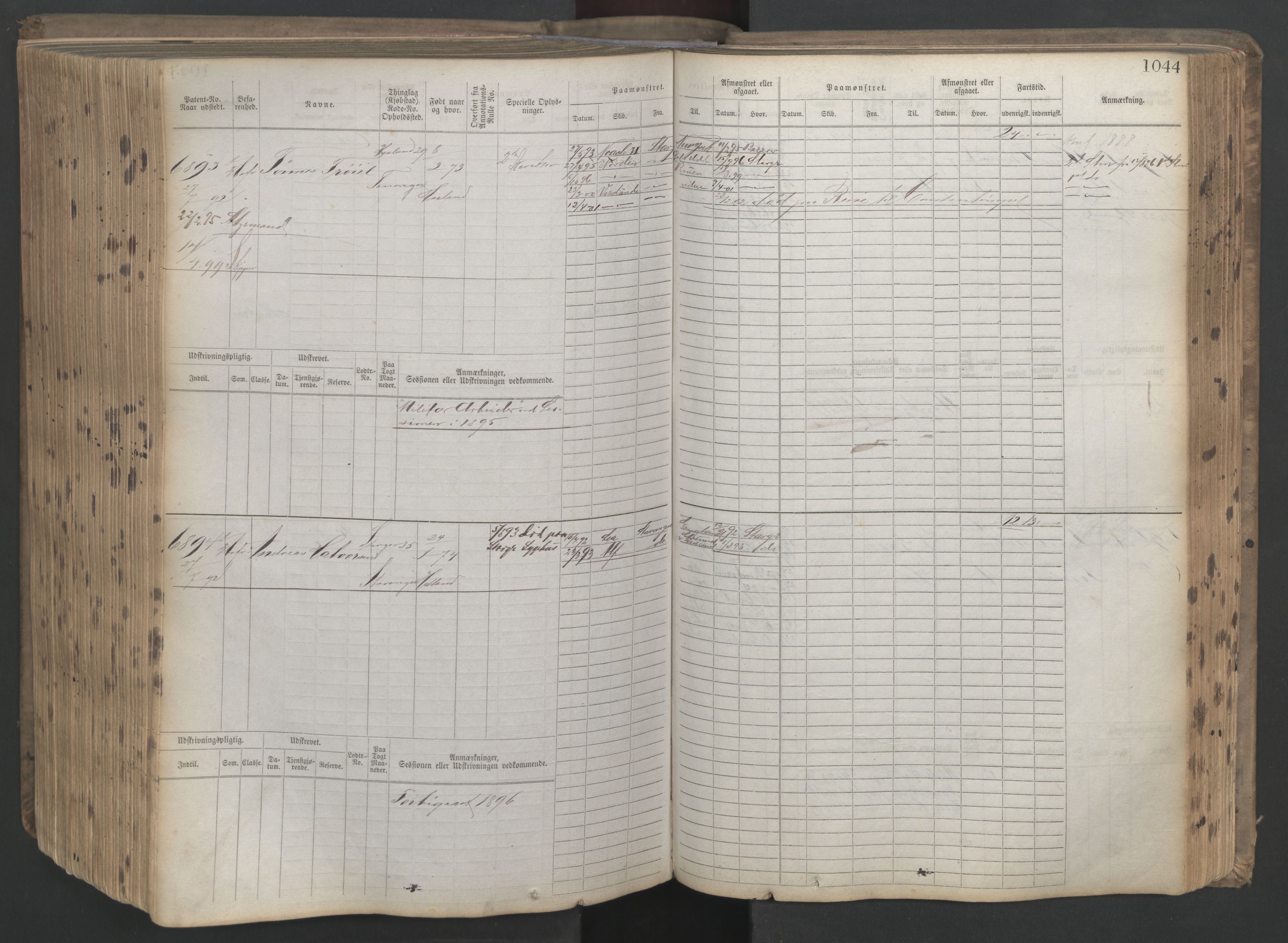 Stavanger sjømannskontor, AV/SAST-A-102006/F/Fb/Fbb/L0021: Sjøfartshovedrulle patnentnr. 6005-7204 (dublett), 1887, p. 449