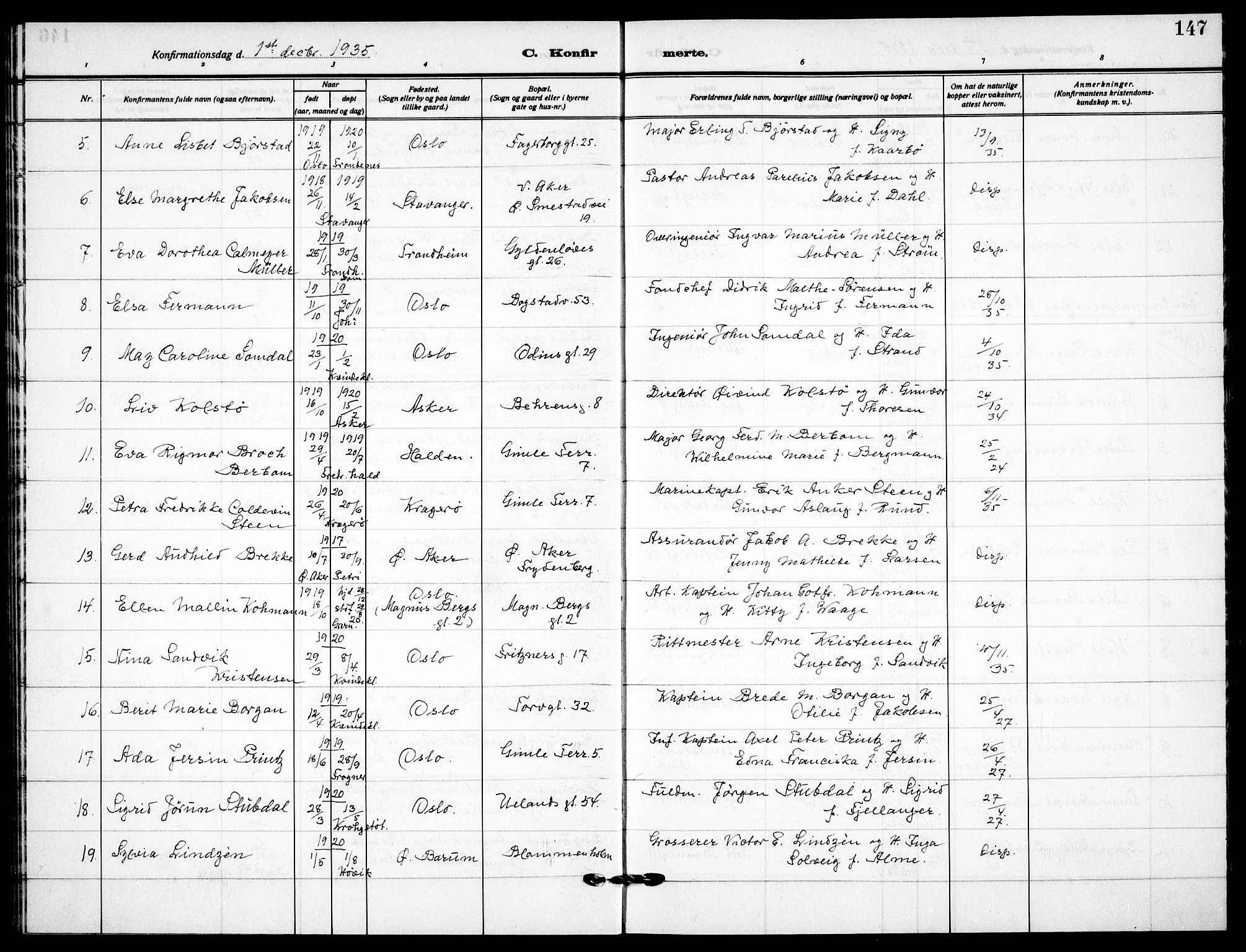 Garnisonsmenigheten Kirkebøker, AV/SAO-A-10846/F/Fa/L0017: Parish register (official) no. 17, 1926-1937, p. 147