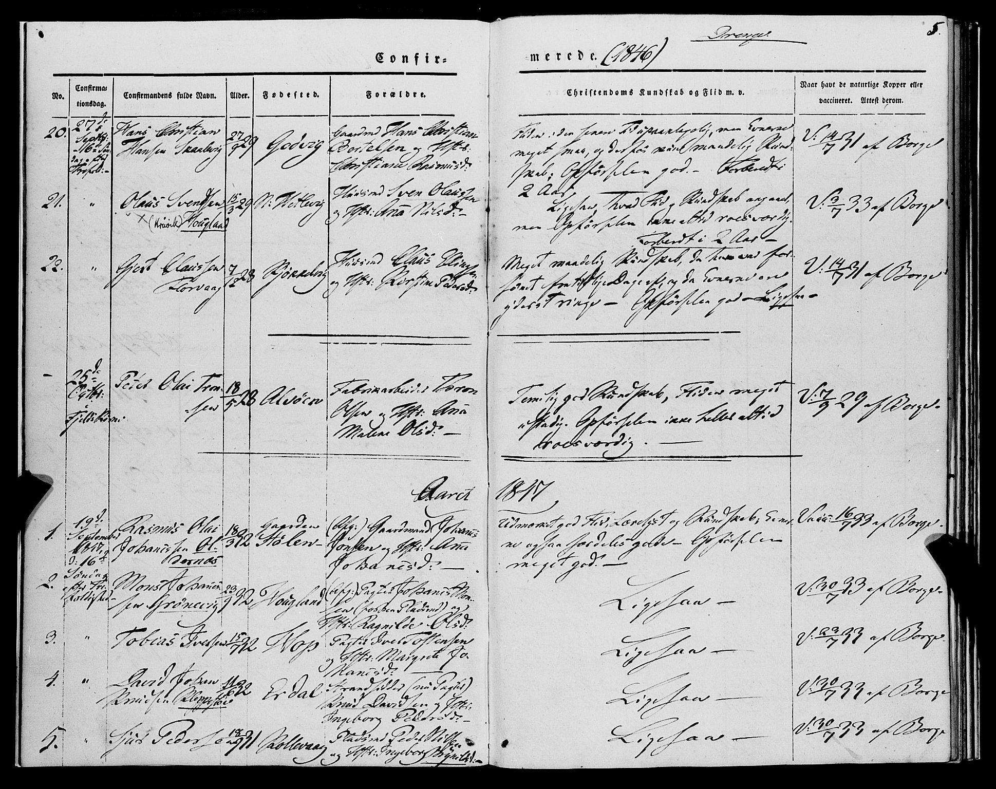 Askøy Sokneprestembete, SAB/A-74101/H/Ha/Haa/Haaa/L0010: Parish register (official) no. A 10, 1845-1854, p. 5