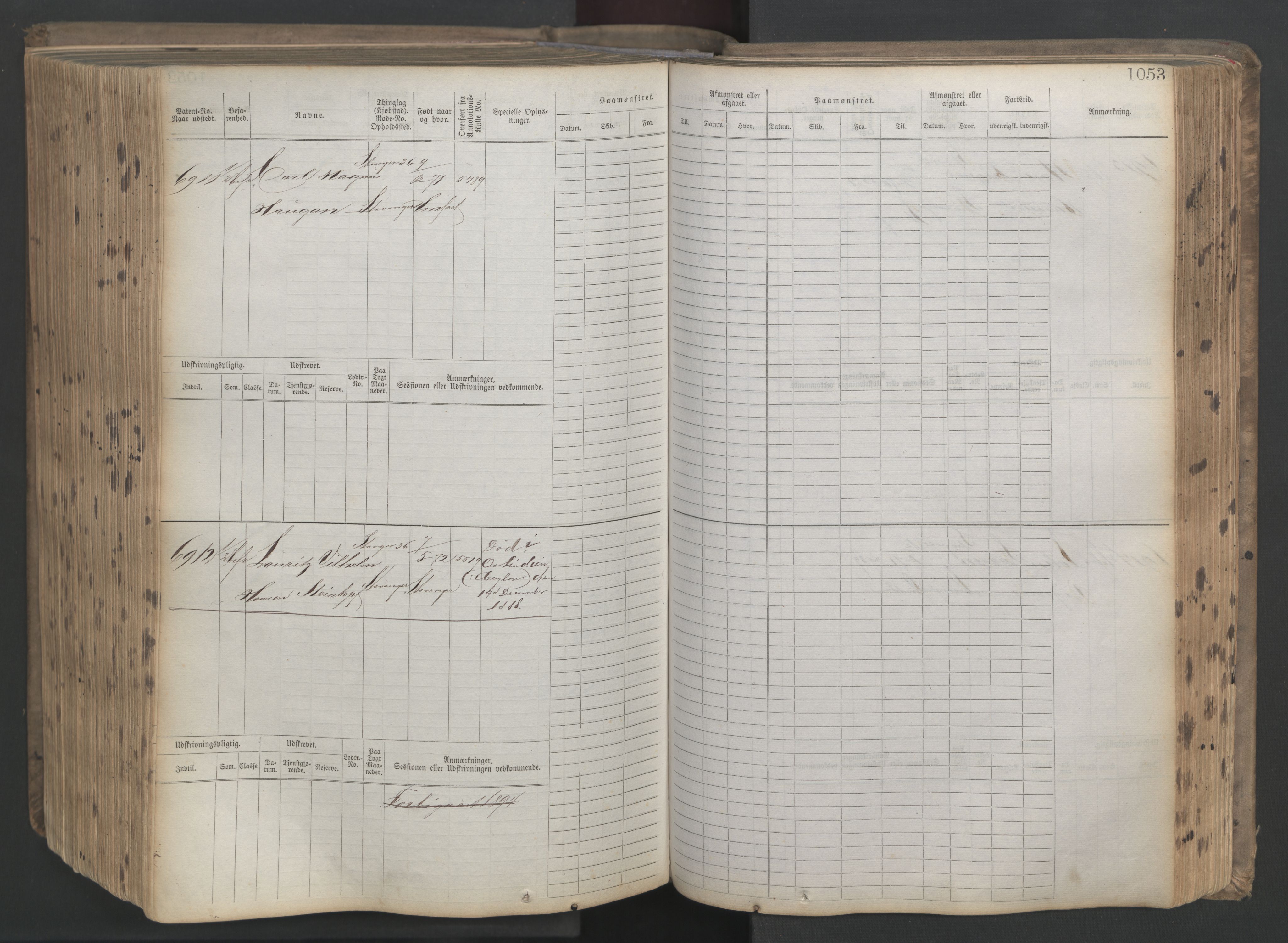 Stavanger sjømannskontor, AV/SAST-A-102006/F/Fb/Fbb/L0021: Sjøfartshovedrulle patnentnr. 6005-7204 (dublett), 1887, p. 458