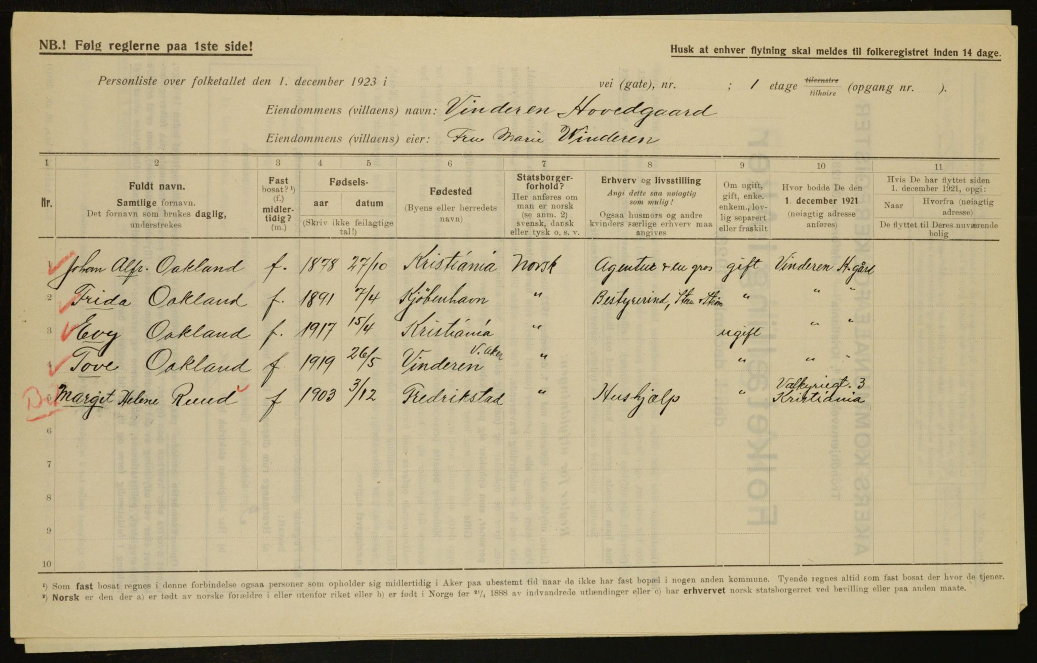 , Municipal Census 1923 for Aker, 1923, p. 8267