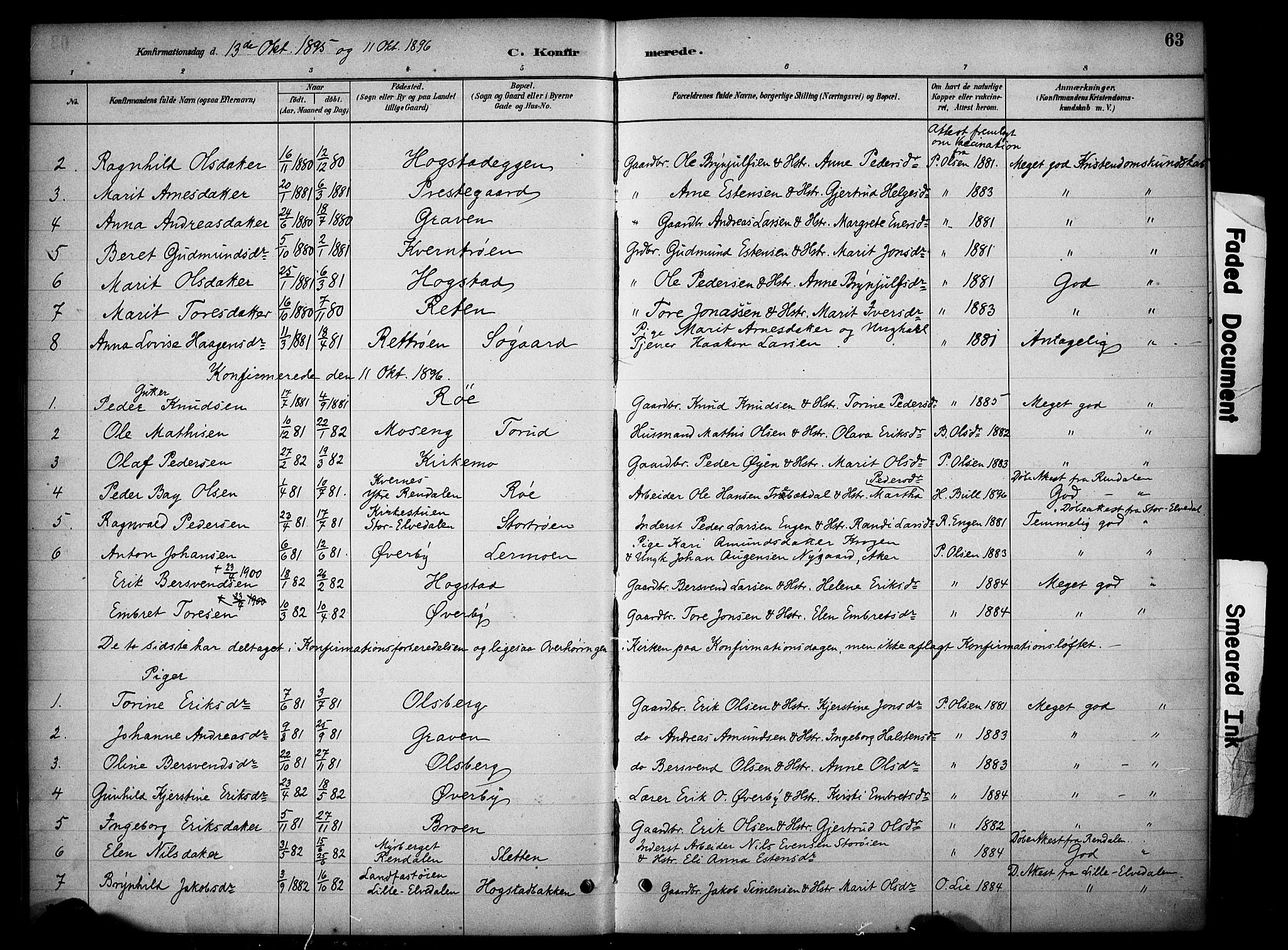 Tynset prestekontor, SAH/PREST-058/H/Ha/Haa/L0023: Parish register (official) no. 23, 1880-1901, p. 63