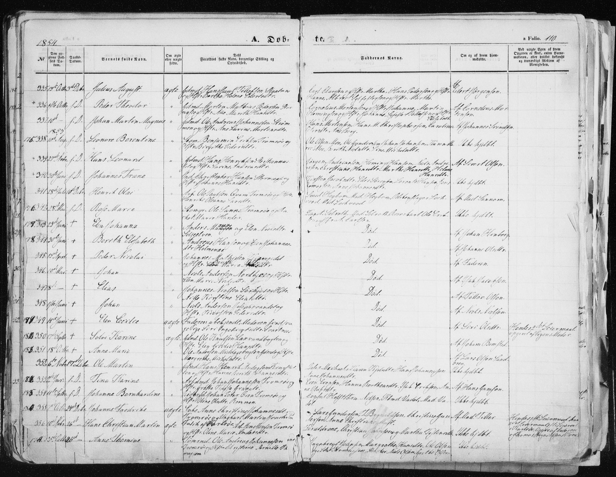 Tromsø sokneprestkontor/stiftsprosti/domprosti, SATØ/S-1343/G/Ga/L0010kirke: Parish register (official) no. 10, 1848-1855, p. 110