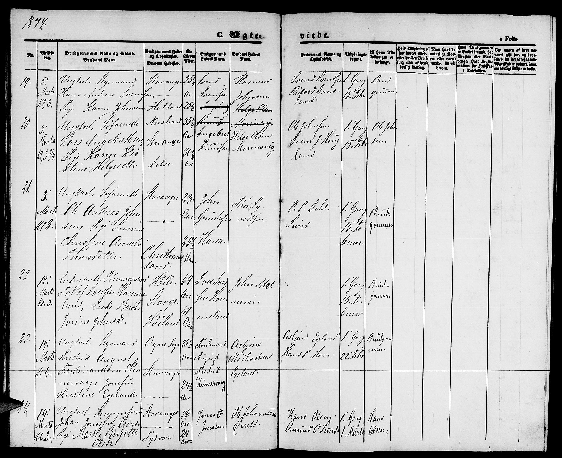 St. Petri sokneprestkontor, AV/SAST-A-101813/001/30/30BB/L0003: Parish register (copy) no. B 3, 1873-1885