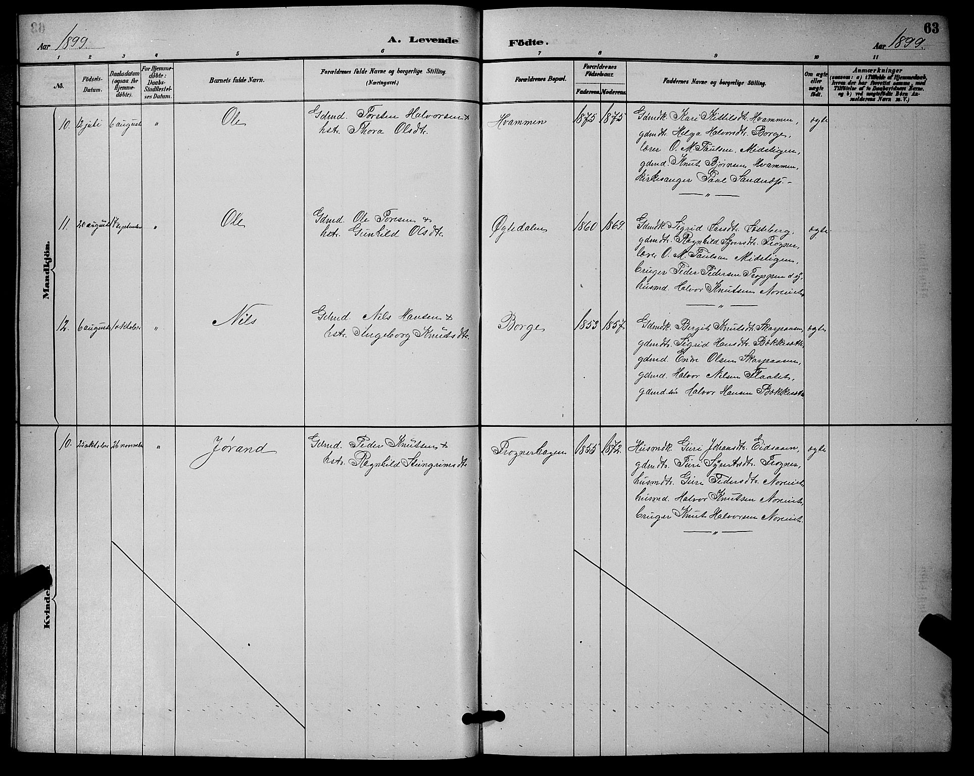 Nore kirkebøker, AV/SAKO-A-238/G/Ga/L0003: Parish register (copy) no. I 3, 1886-1903, p. 63