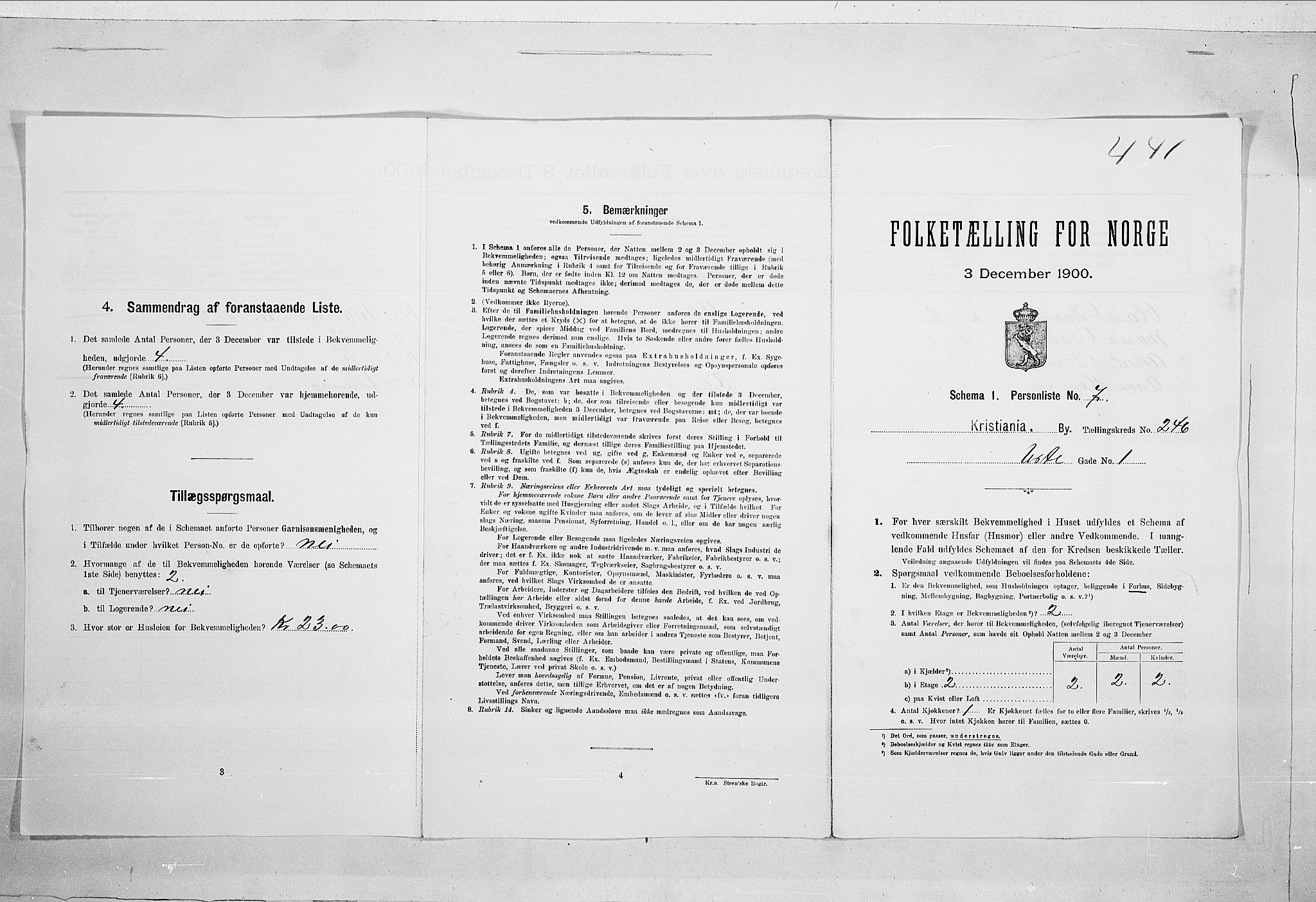 SAO, 1900 census for Kristiania, 1900, p. 108451