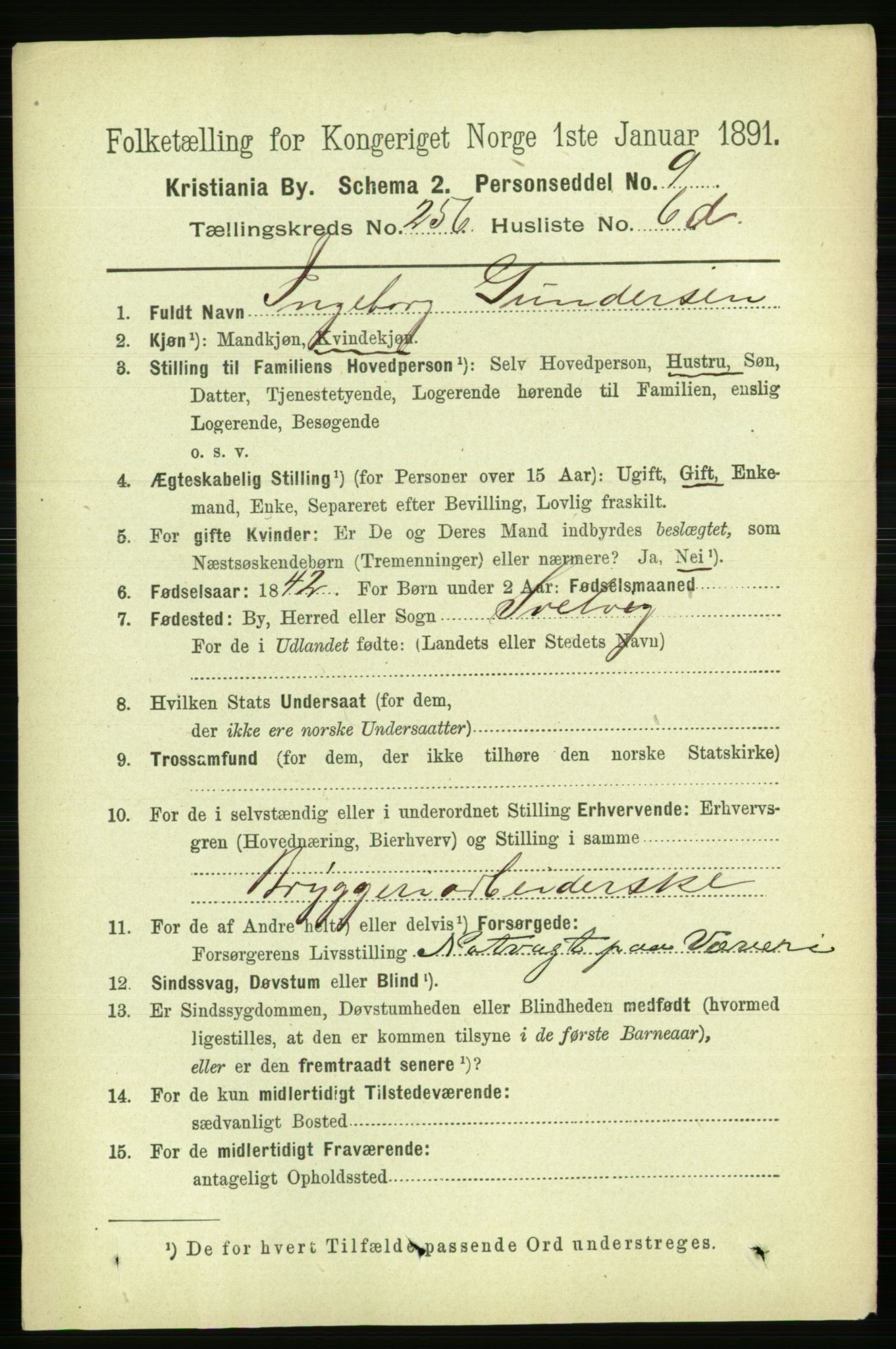 RA, 1891 census for 0301 Kristiania, 1891, p. 156180
