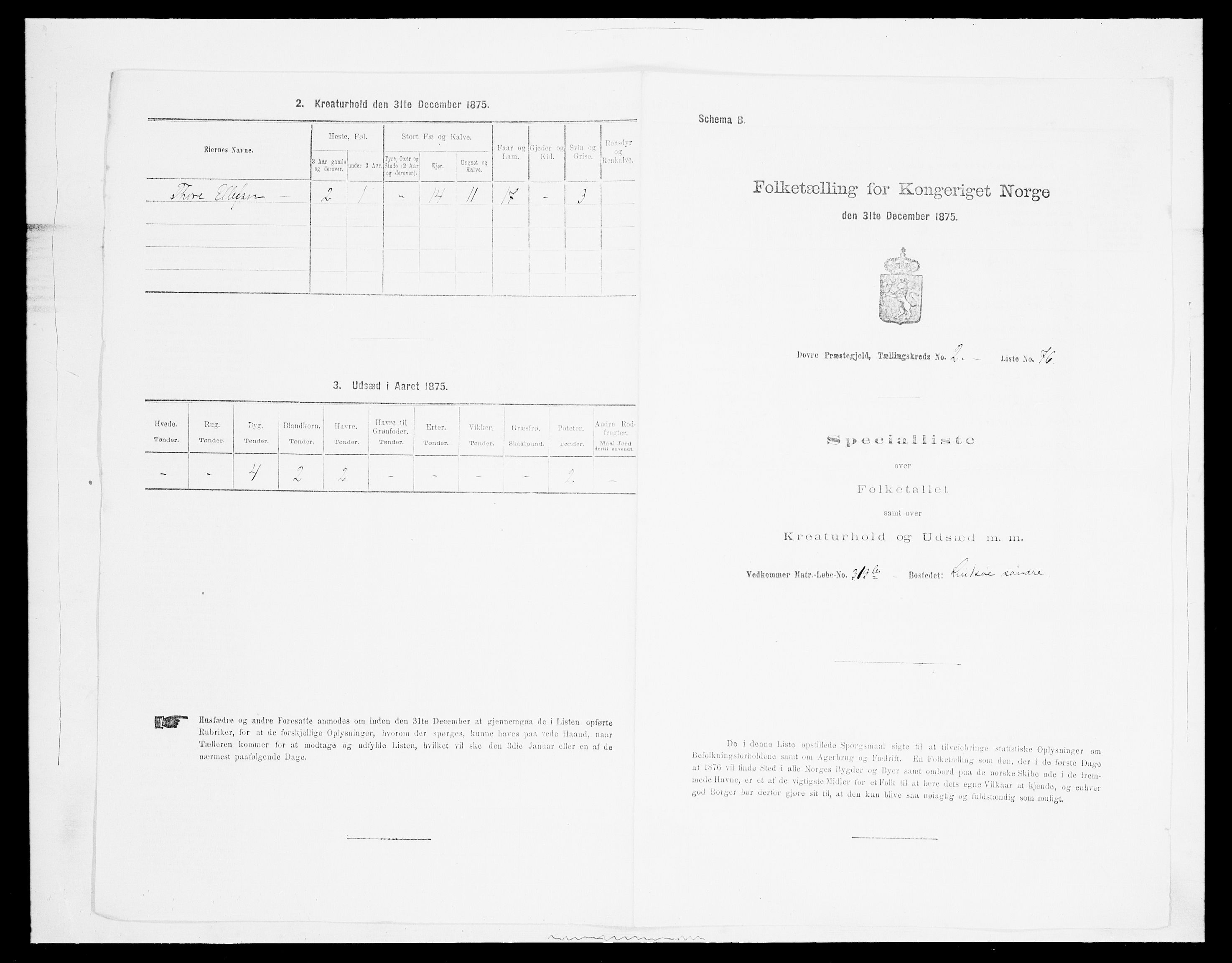 SAH, 1875 census for 0511P Dovre, 1875, p. 448